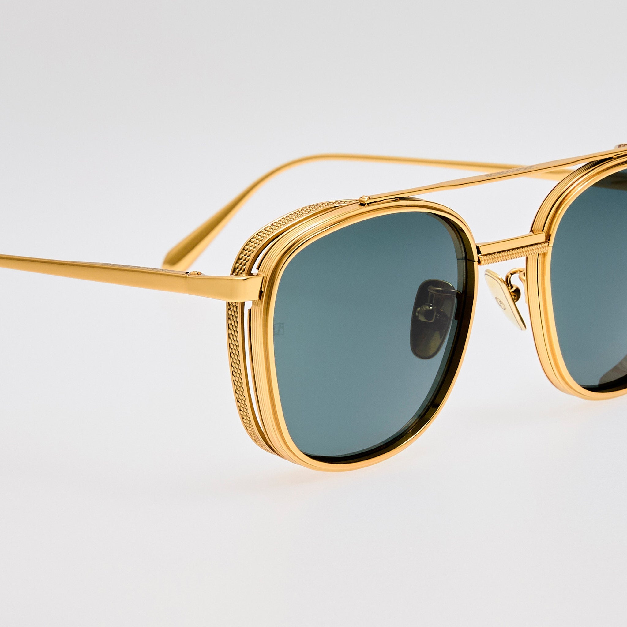 Varo Sunglasses in 22K White Gold and Green - LINDA FARROW - Sunglasses -