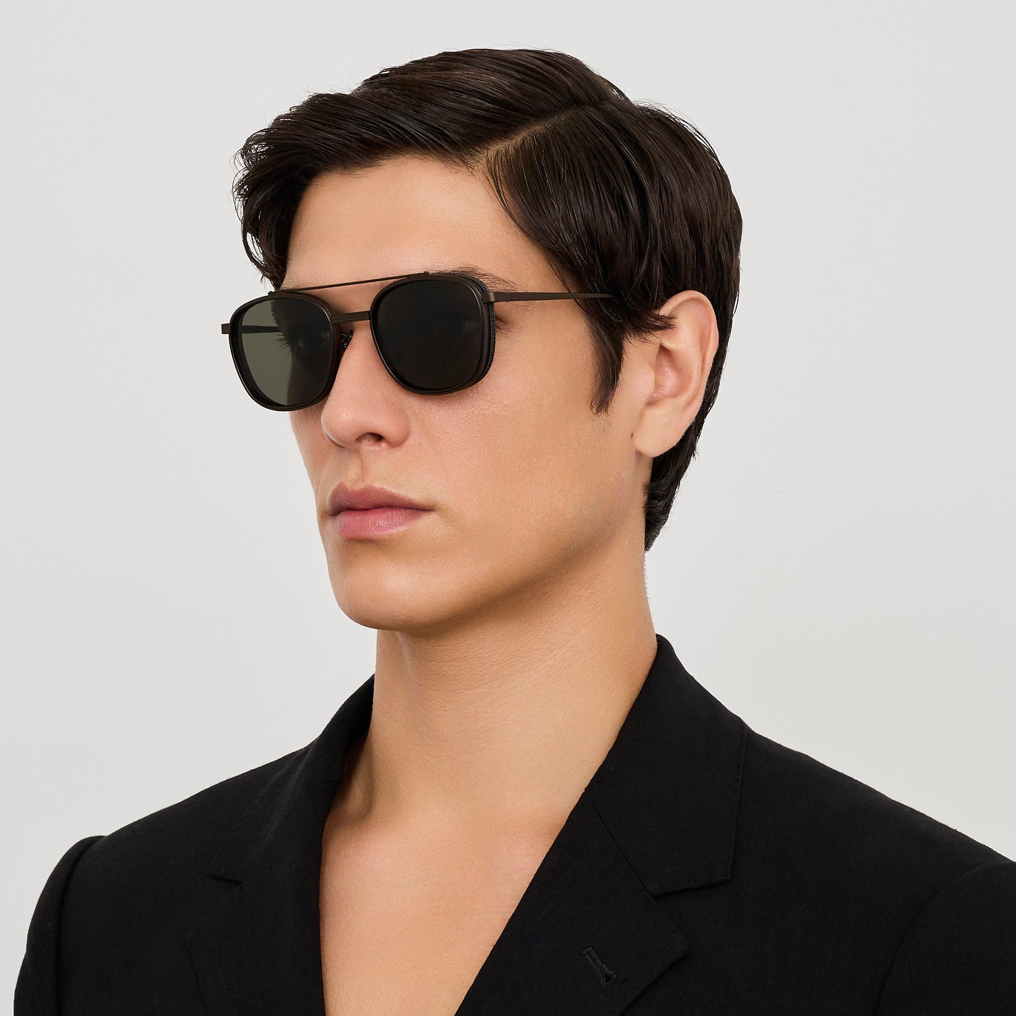 Varo Sunglasses in Matt Black Nickel - LINDA FARROW - Sunglasses -