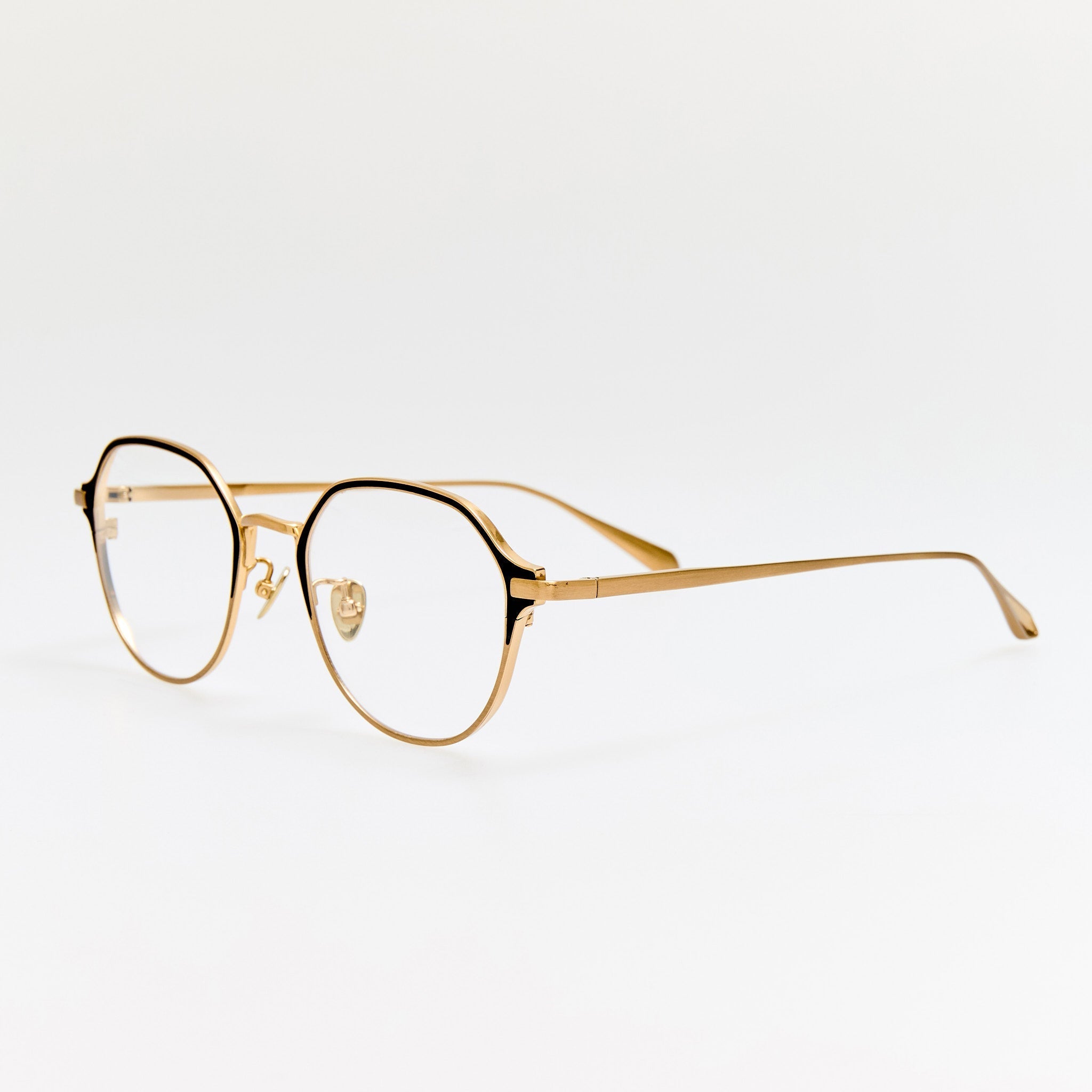 Wilson Optical in Satin Black and Matt Champagne - LINDA FARROW - Optical Frame -