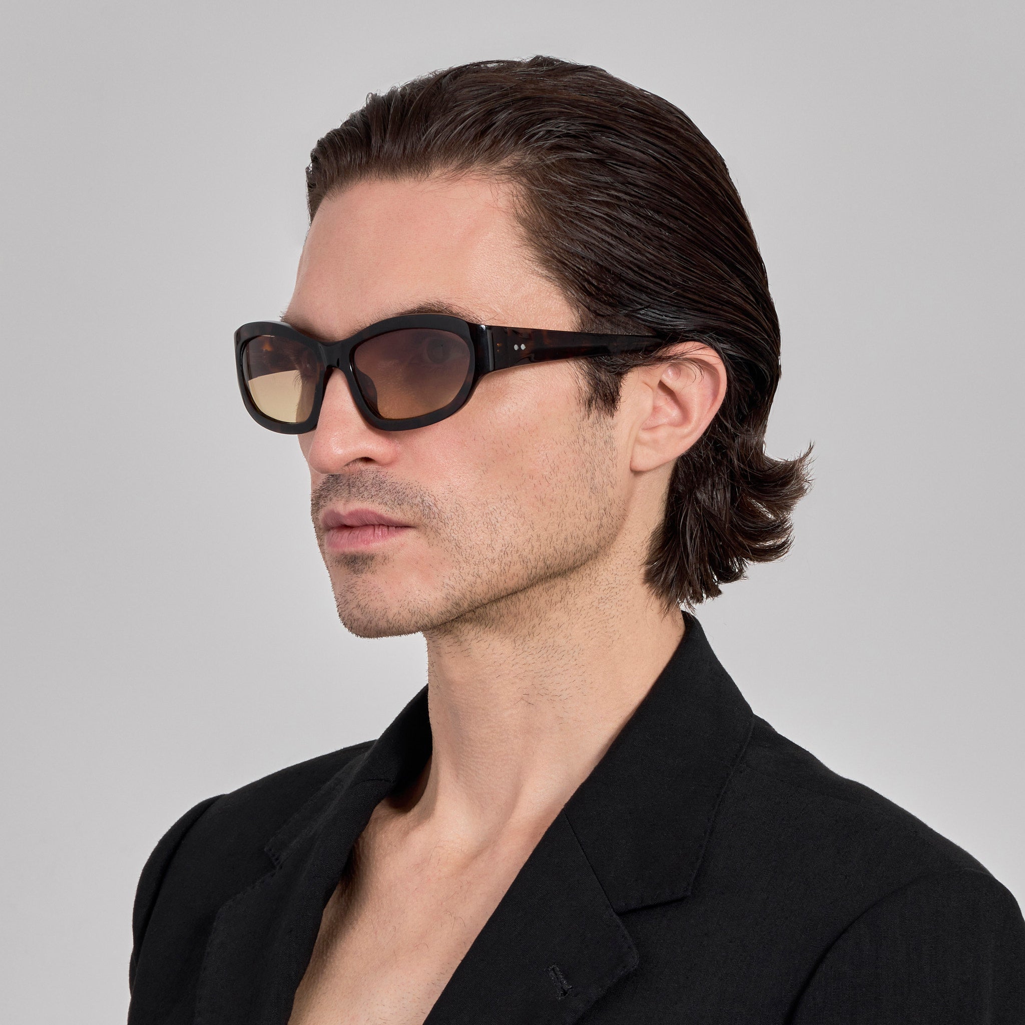 Wrap Sunglasses in Dark Tortoiseshell - LINDA FARROW - Sunglasses -