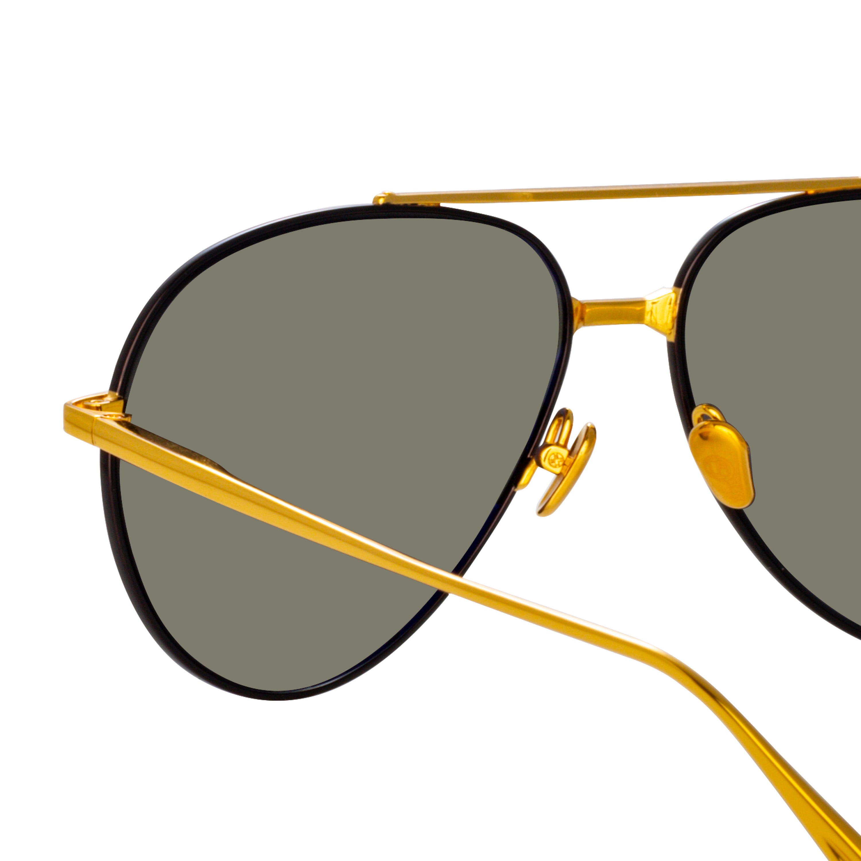 Marcelo Sunglasses in Black and 22K Yellow Gold
