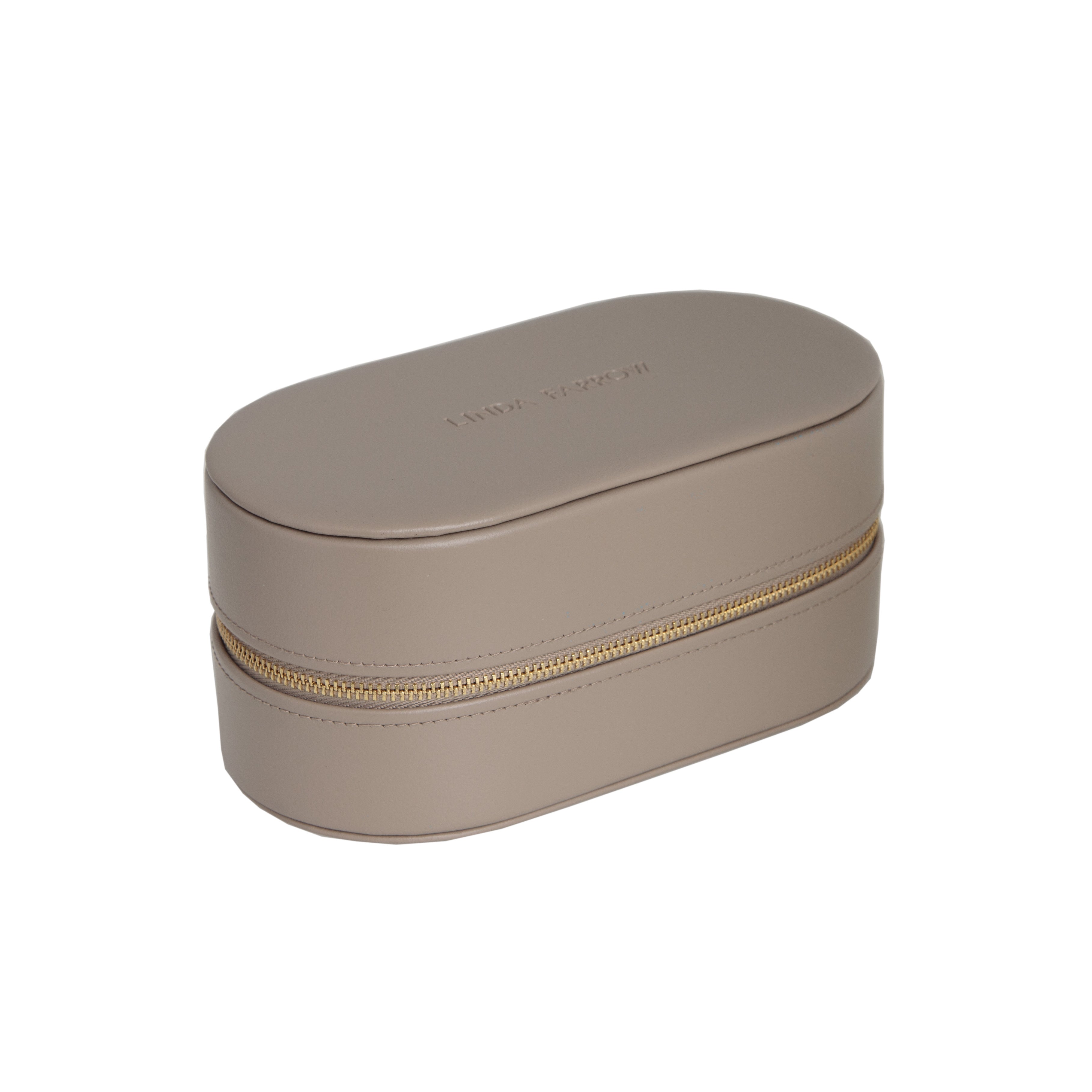 Two Pair Oval Travel Case in Taupe