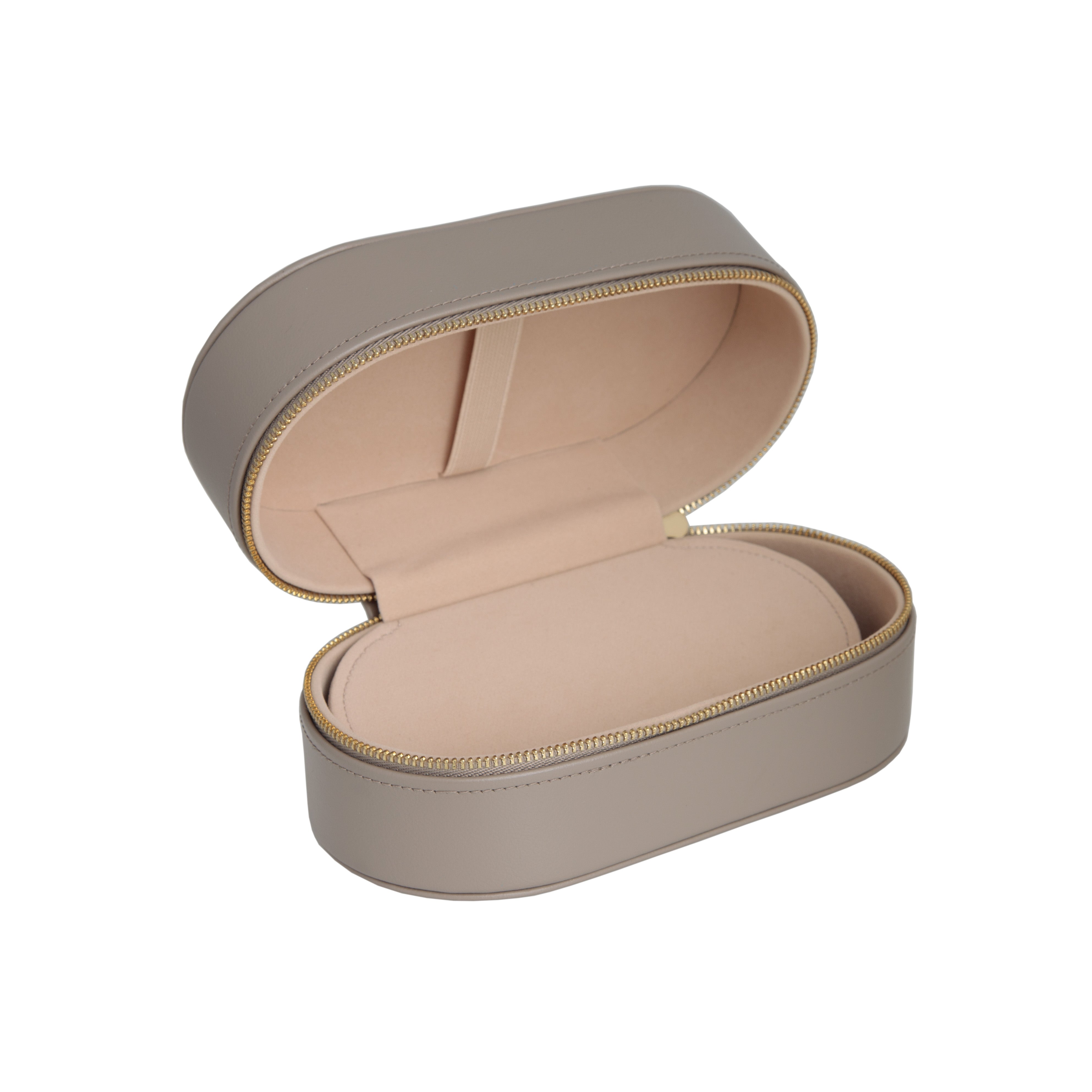 Two Pair Oval Travel Case in Taupe