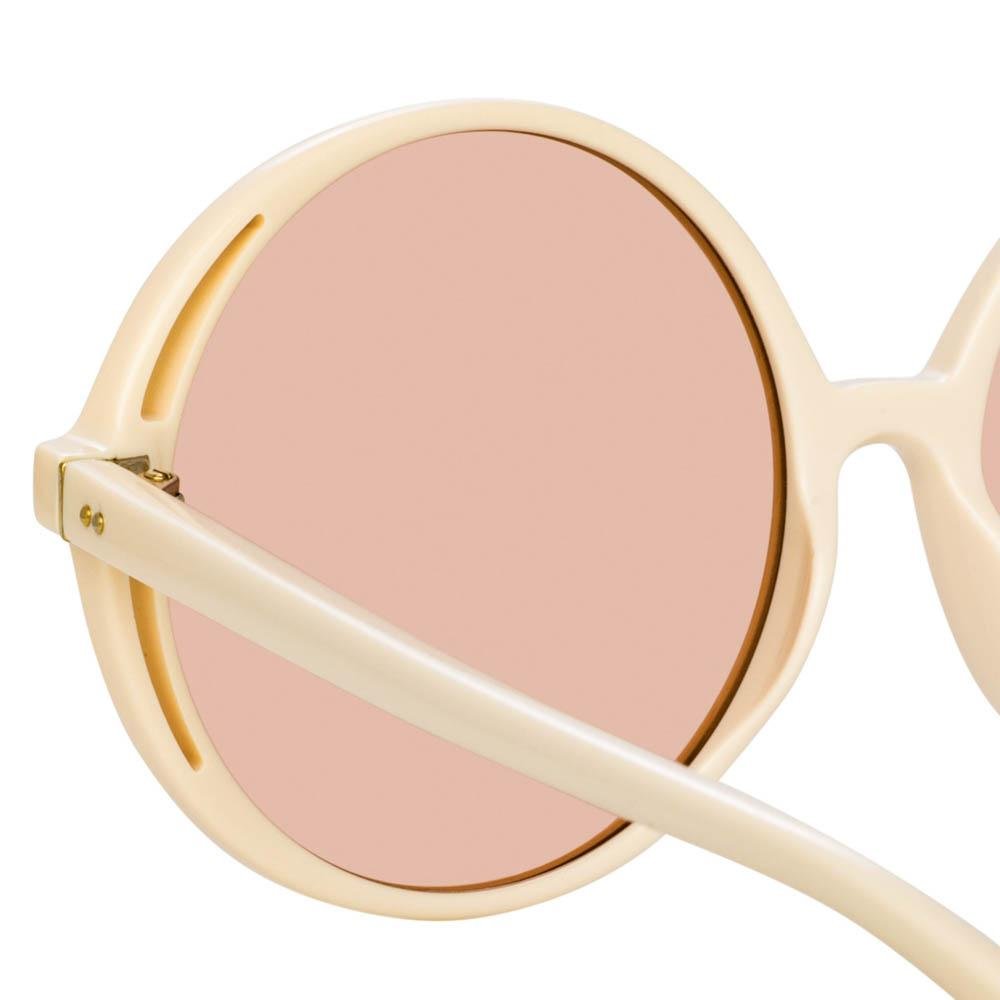Bianca Round Sunglasses in Cream - LINDA FARROW - Sunglasses -