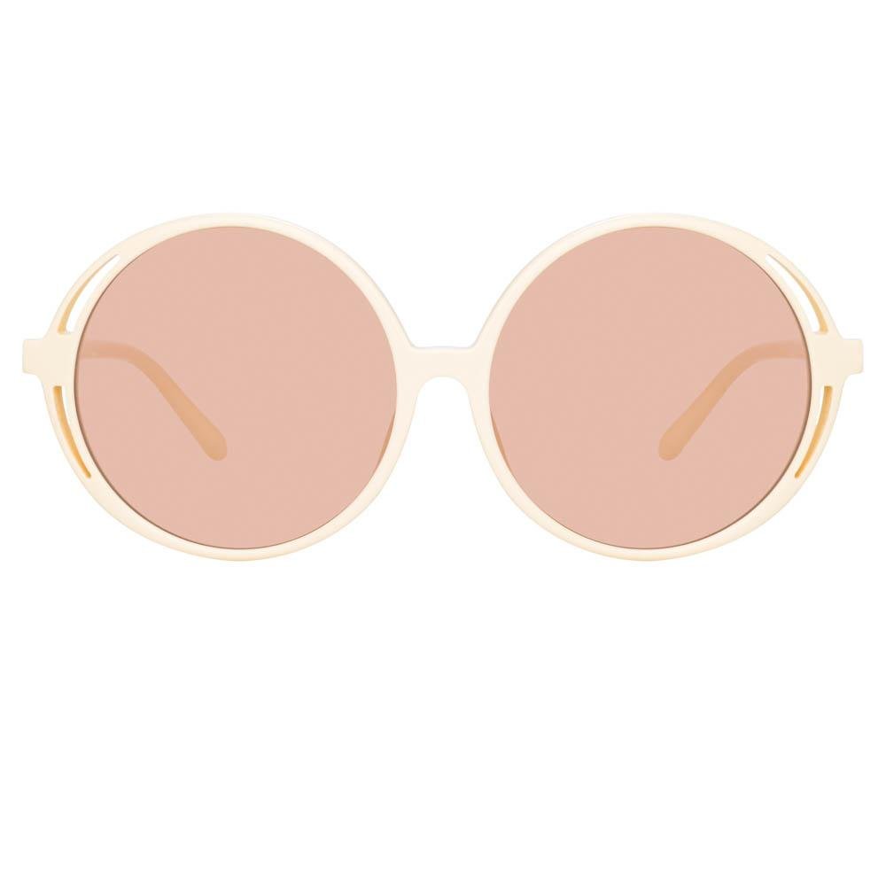 Bianca Round Sunglasses in Cream - LINDA FARROW - Sunglasses -