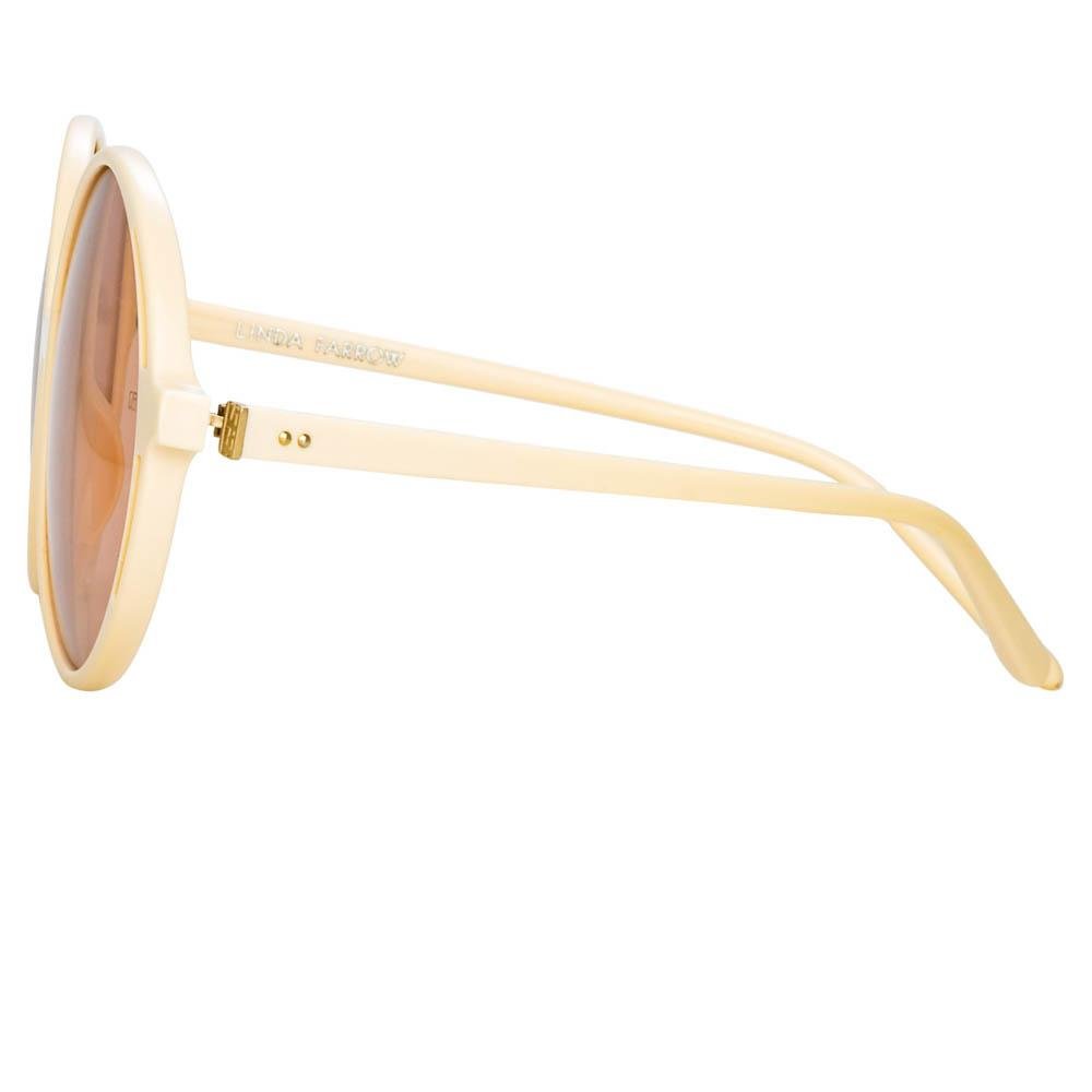 Bianca Round Sunglasses in Cream - LINDA FARROW - Sunglasses -