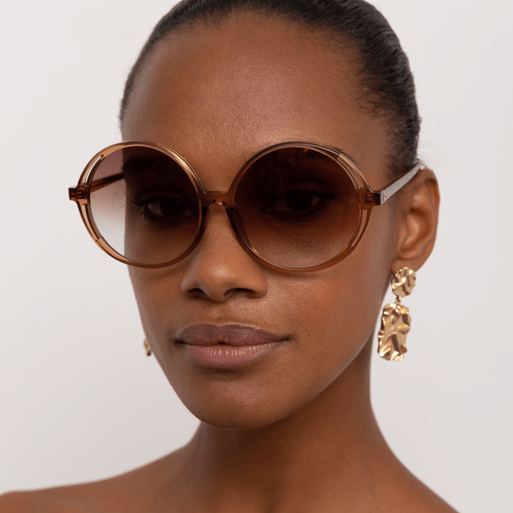 Bianca Round Sunglasses in Cream - LINDA FARROW - Sunglasses -