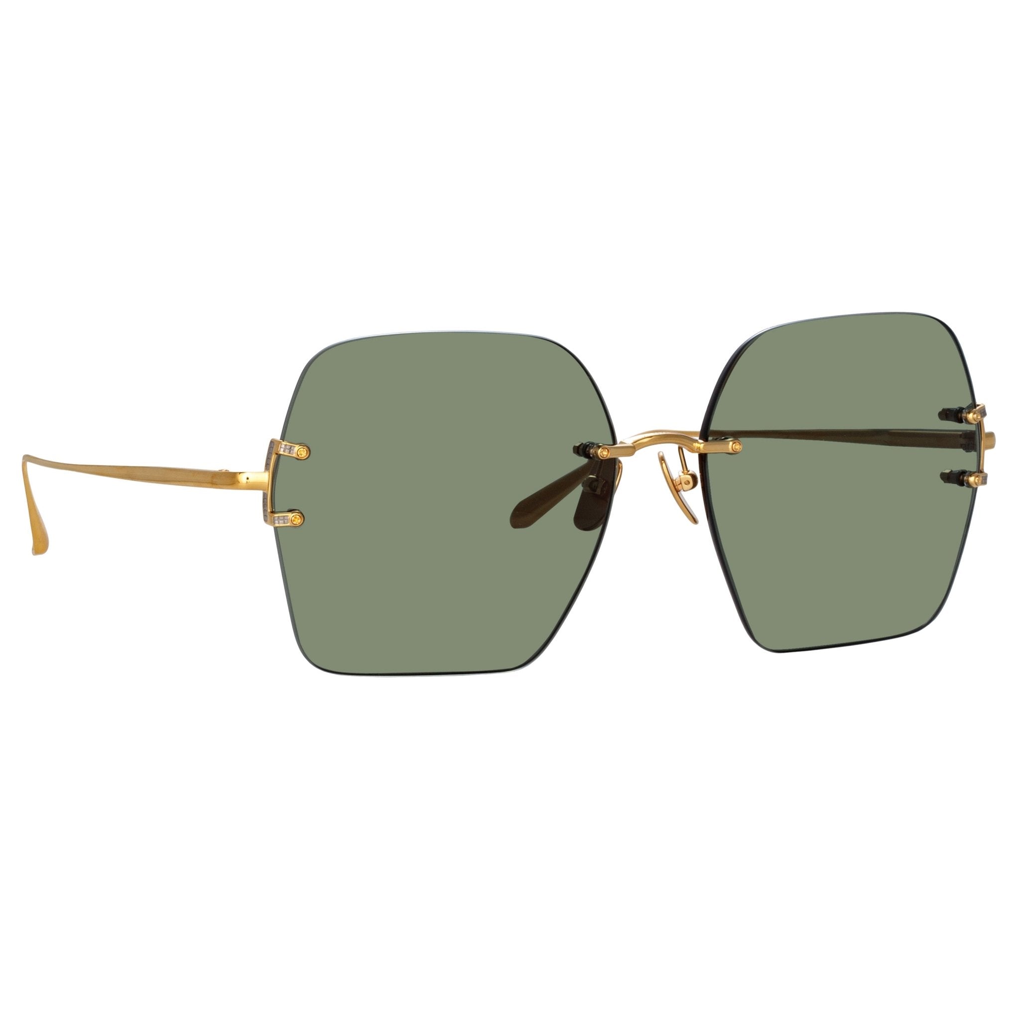 Carina Sunglasses in 22K Gold and Green - LINDA FARROW - Sunglasses -