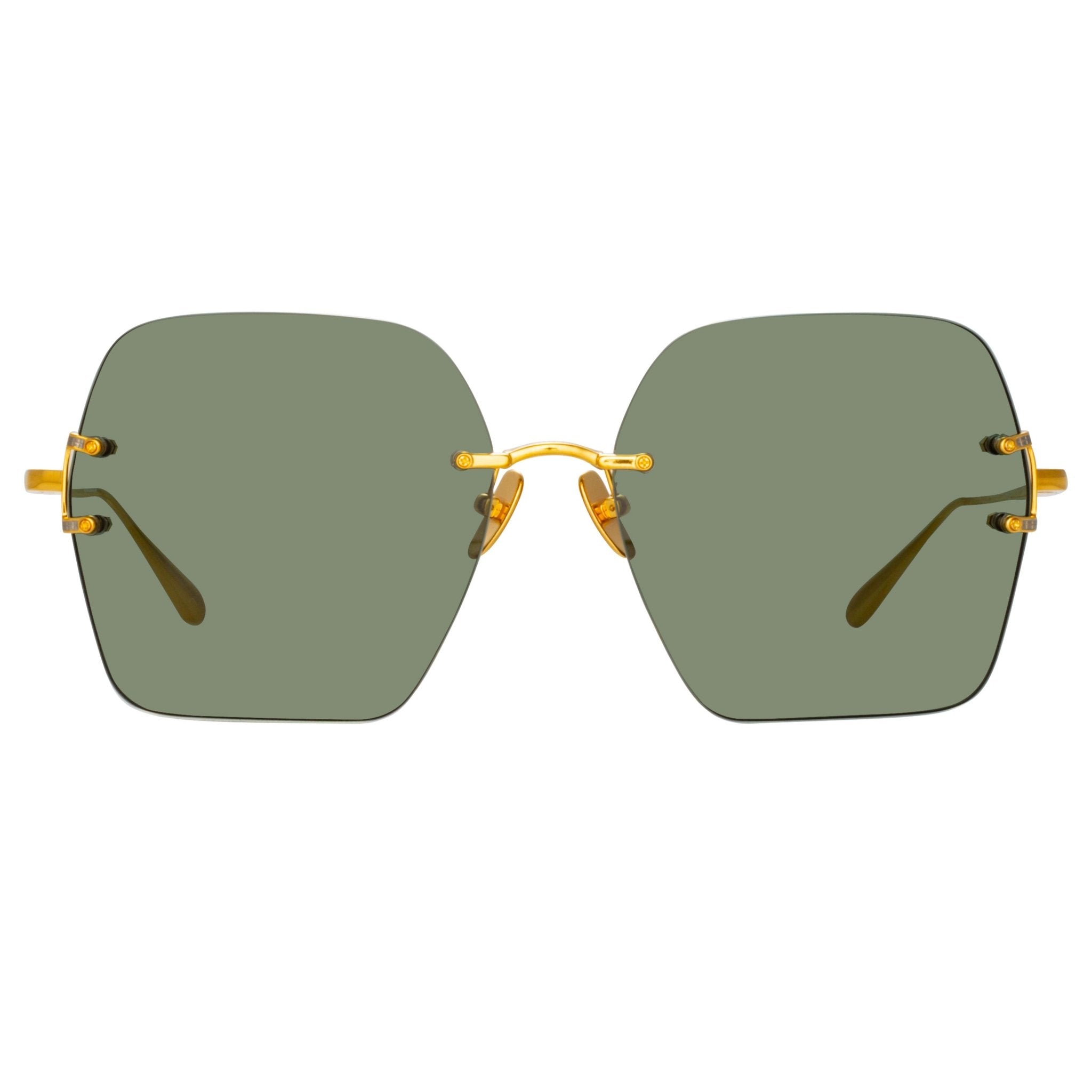 Carina Sunglasses in 22K Gold and Green - LINDA FARROW - Sunglasses -