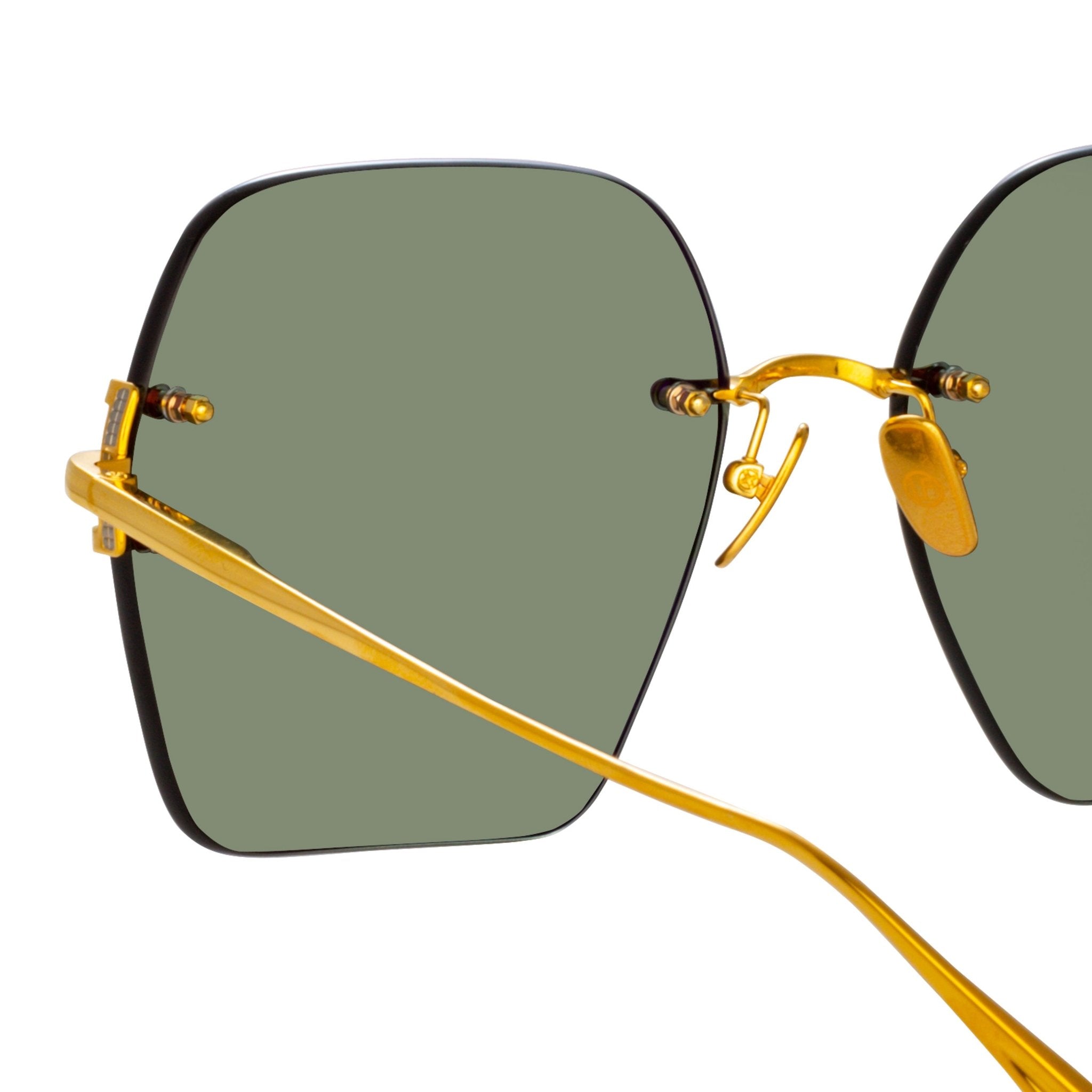 Carina Sunglasses in 22K Gold and Green - LINDA FARROW - Sunglasses -