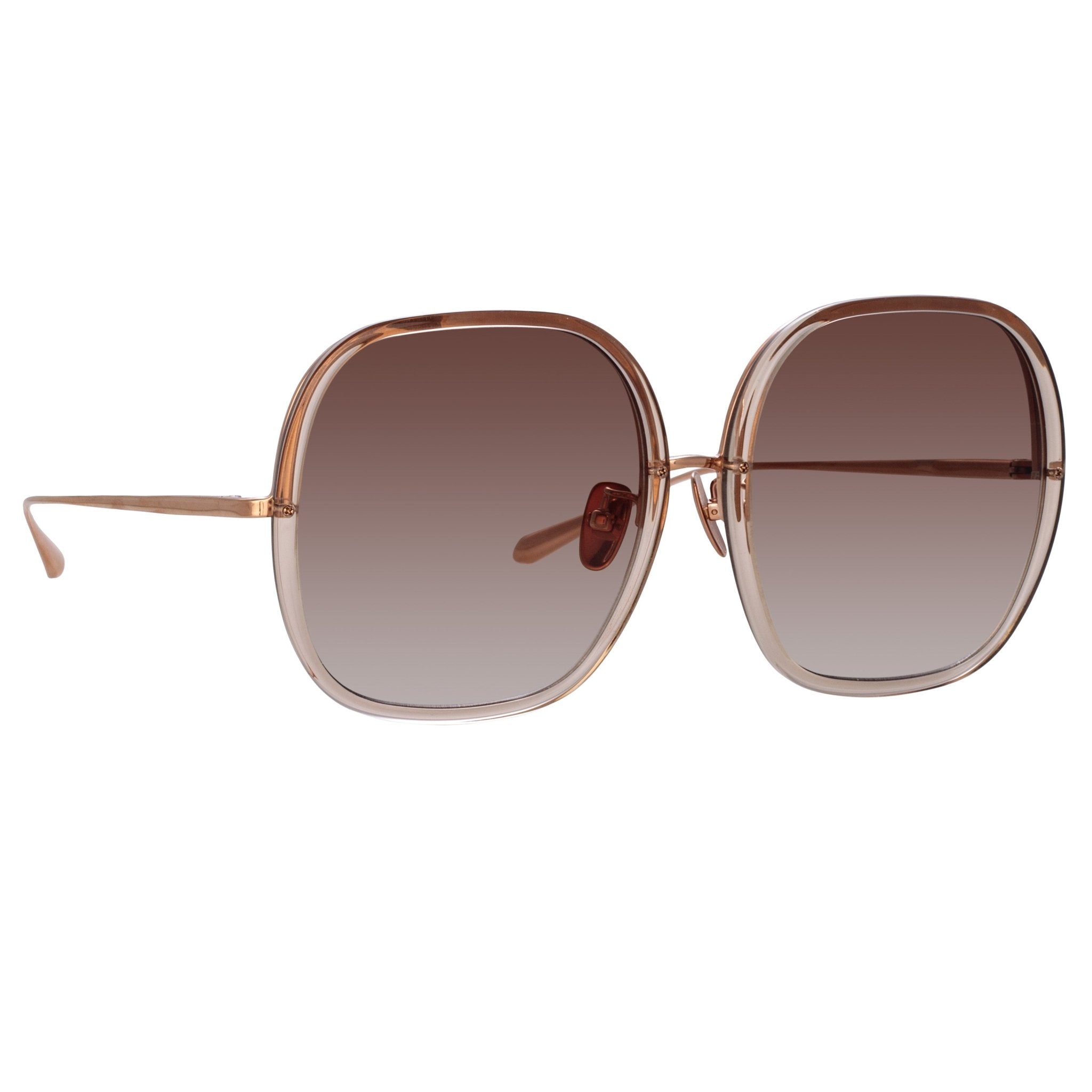 Celia Sunglasses in 18K Rose Gold and Mocha - LINDA FARROW - Sunglasses -