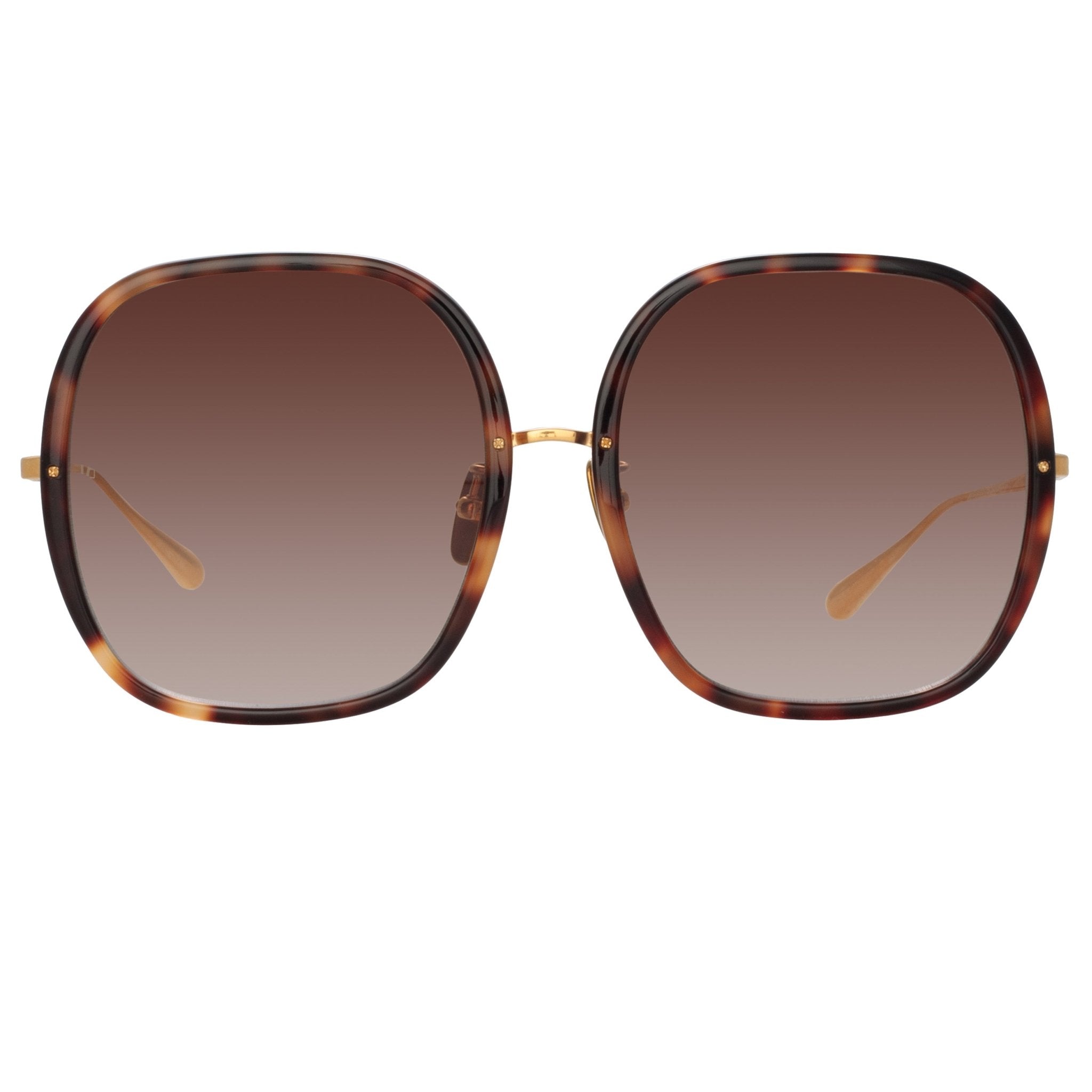 Celia Sunglasses in 22K Gold and Brown - LINDA FARROW - Sunglasses -