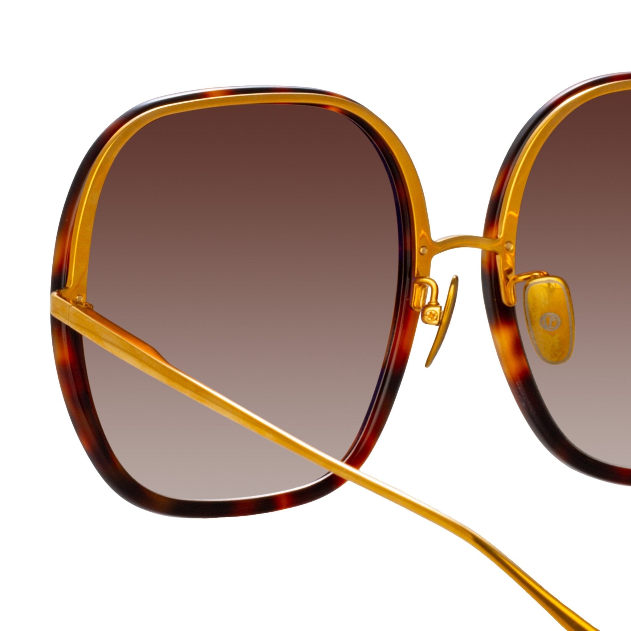 Celia Sunglasses in 22K Gold and Brown - LINDA FARROW - Sunglasses -