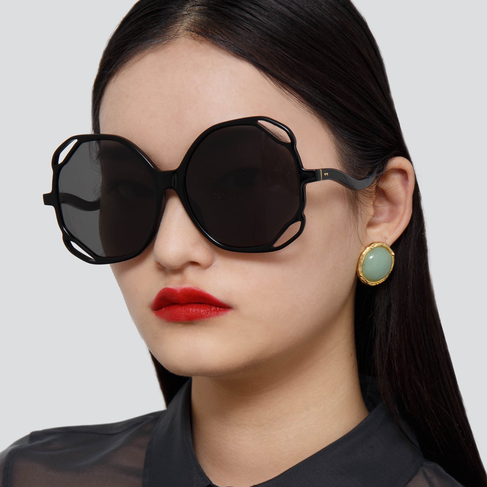 Jerry Oversized Sunglasses in Black - LINDA FARROW - Sunglasses -
