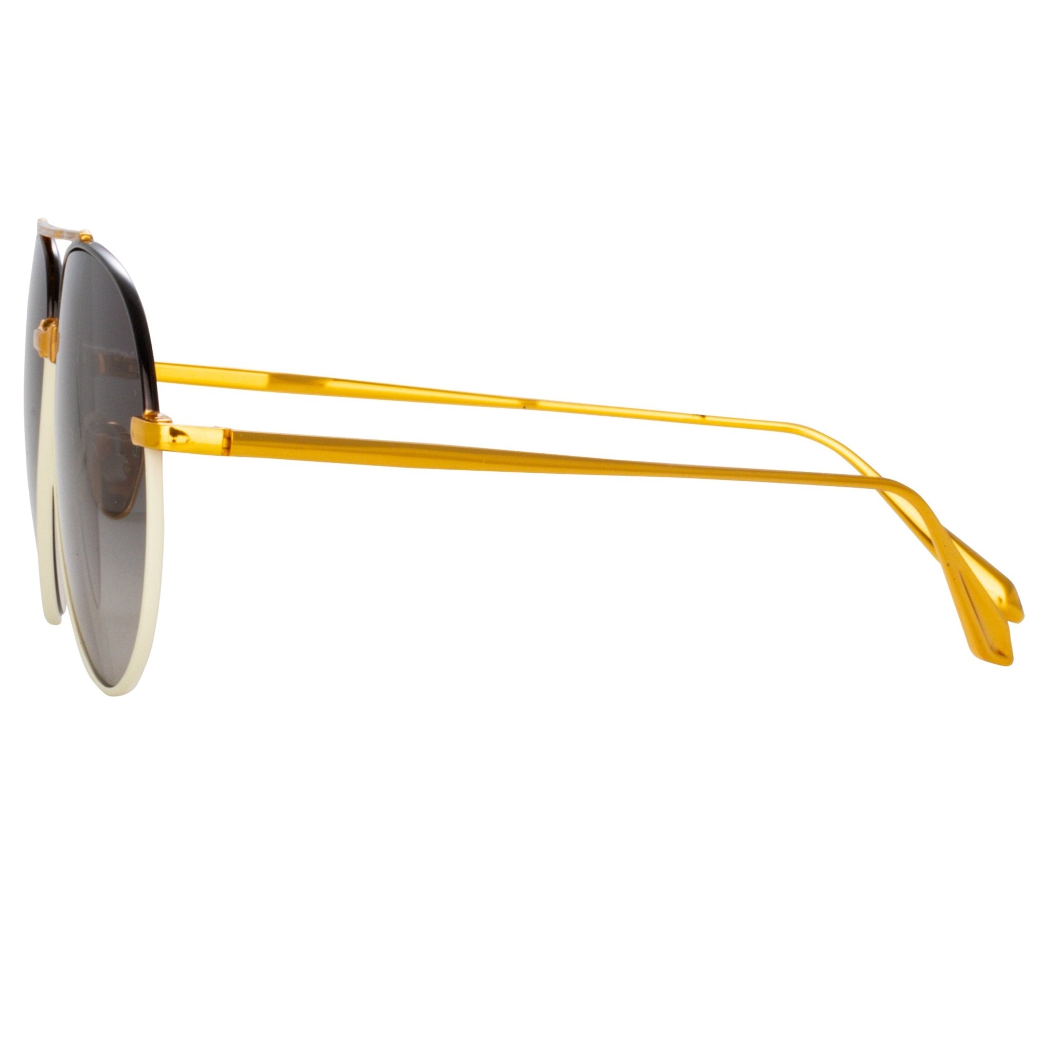 Marcelo Sunglasses in 22K Gold and Grey Gradient - LINDA FARROW - Sunglasses -