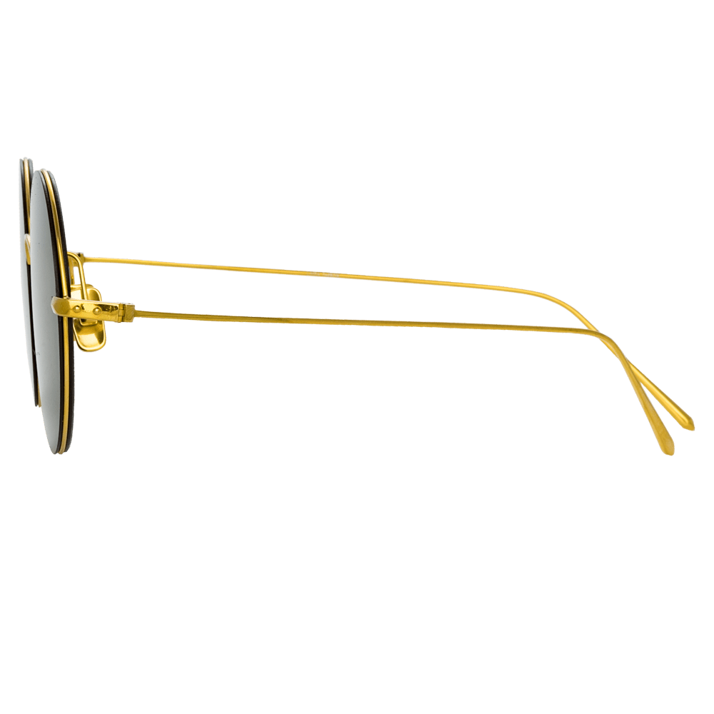 Zaha Round Sunglasses in Yellow Gold - LINDA FARROW - Sunglasses -