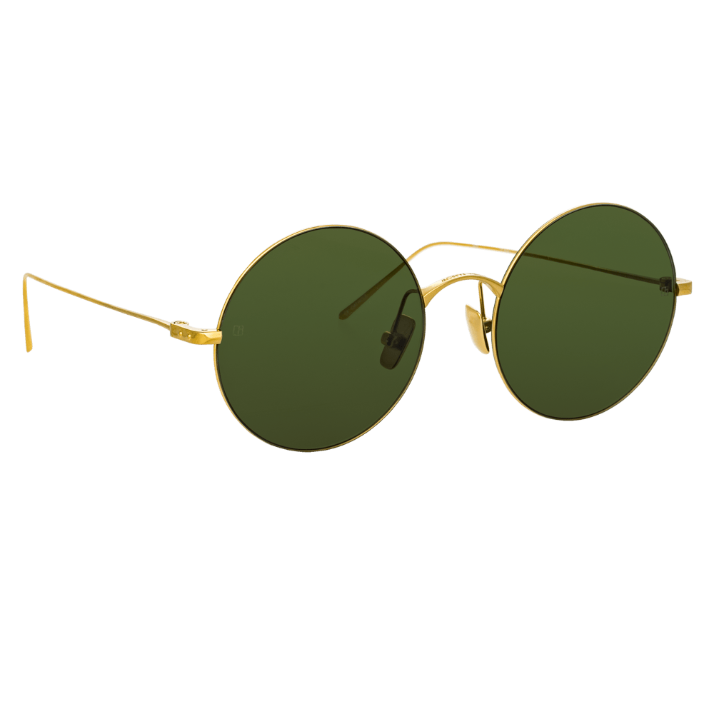 Zaha Round Sunglasses in Yellow Gold - LINDA FARROW - Sunglasses -