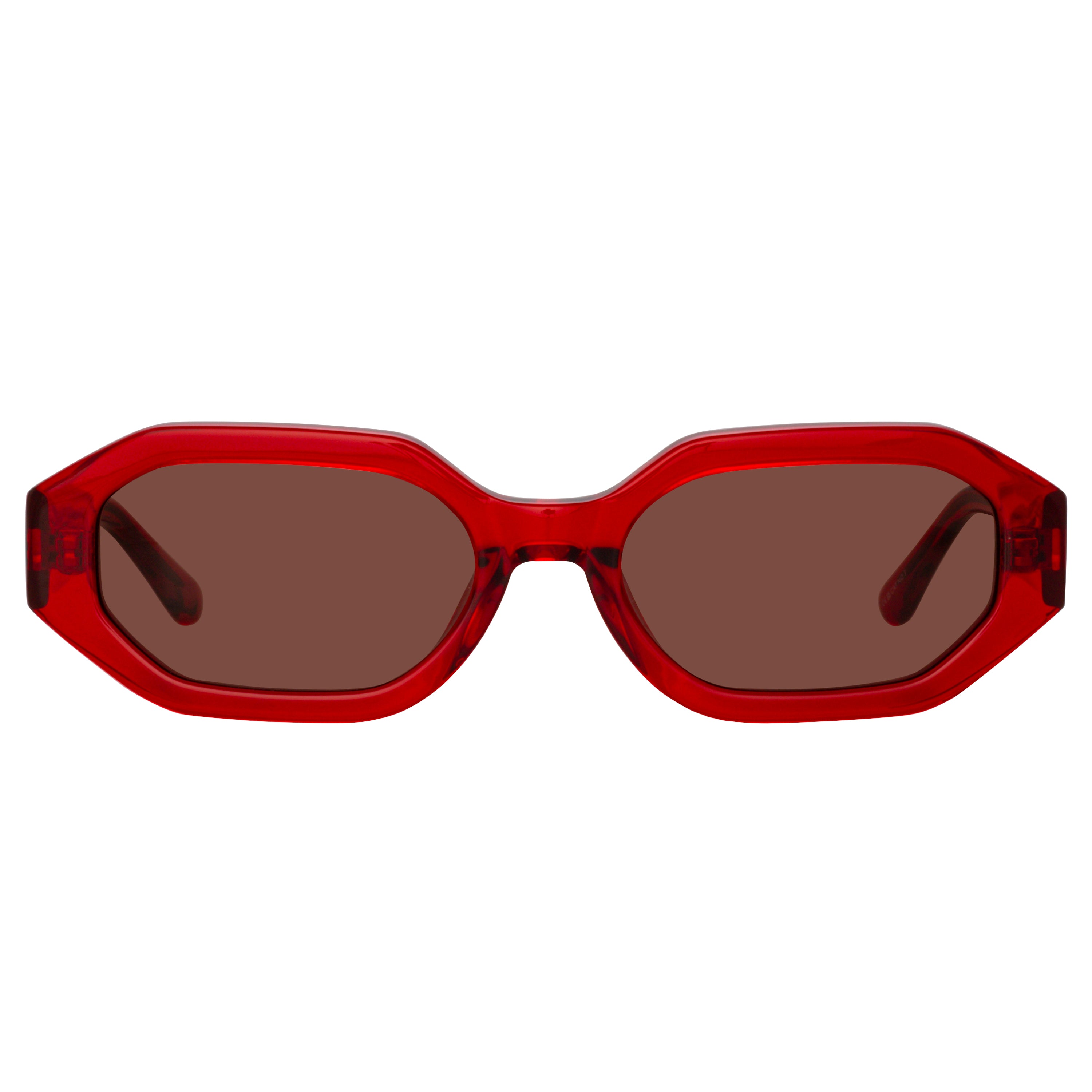 Irene Angular Sunglasses in Red and Brown