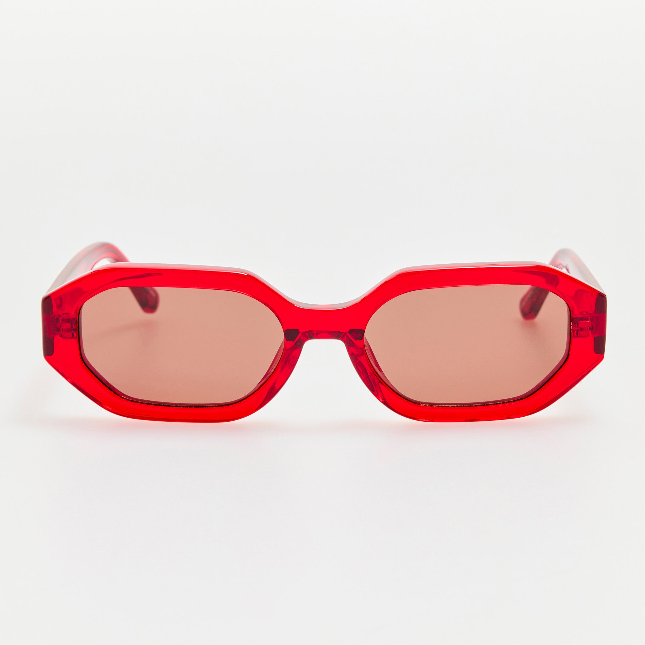 Irene Angular Sunglasses in Red and Brown
