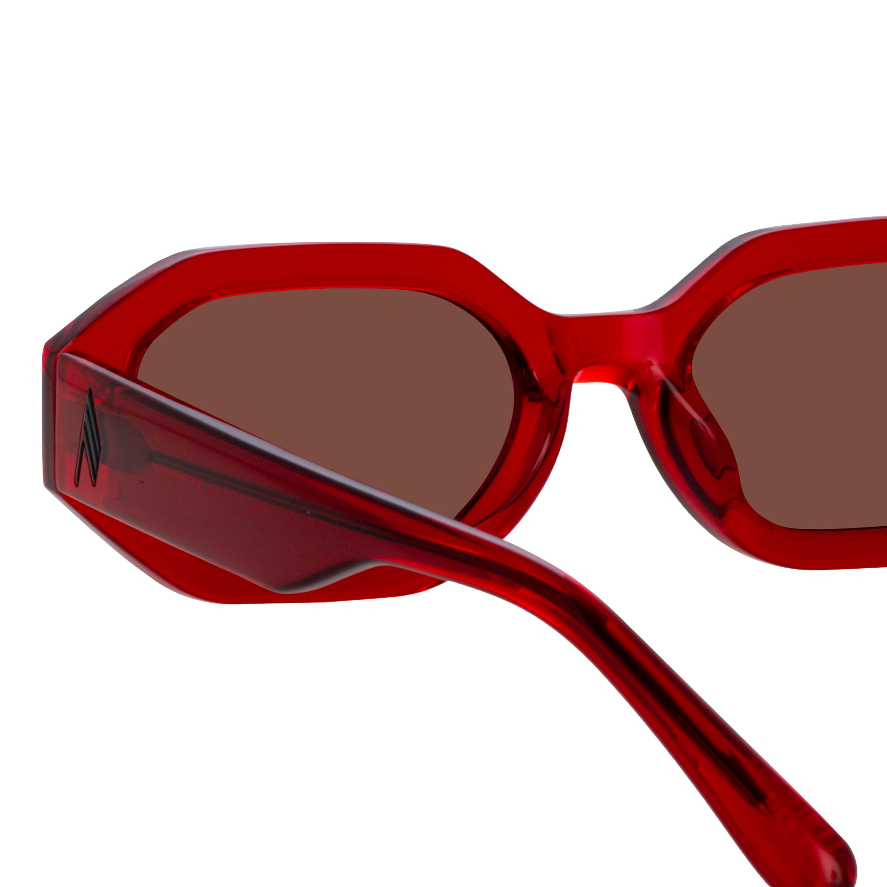 Irene Angular Sunglasses in Red and Brown