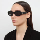 Berta Oval Sunglasses in Black