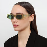 Berta Oval Sunglasses in Lime