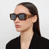 Marfa Rectangular Sunglasses in Tortoiseshell and Green