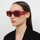 Marfa Rectangular Sunglasses in Bordeaux