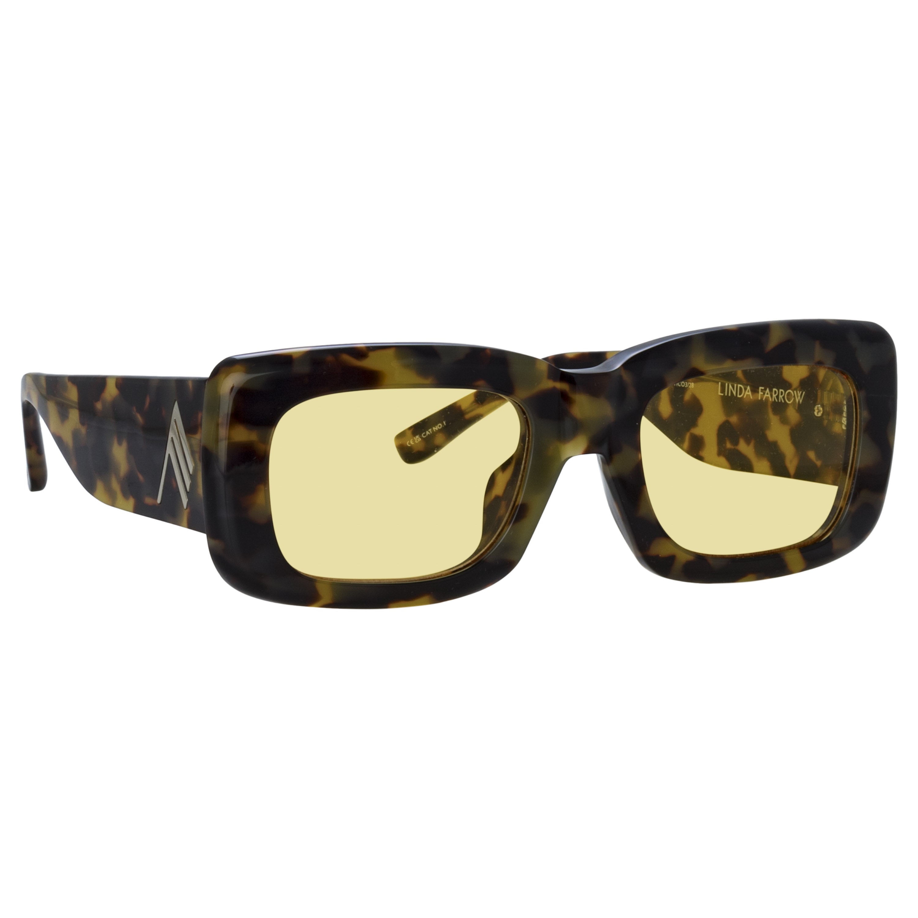 Marfa Rectangular Sunglasses in Tortoiseshell and Yellow