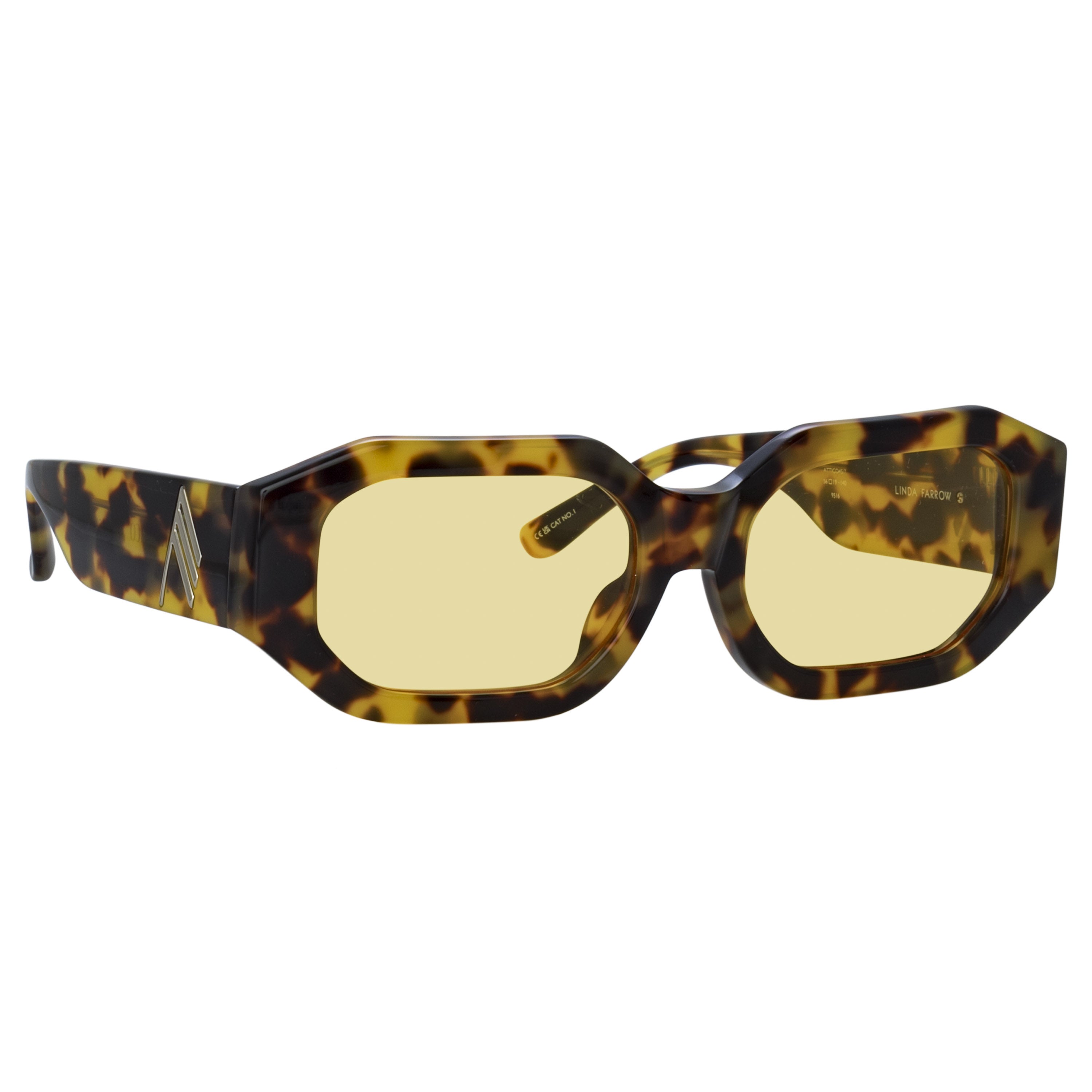 Blake Angular Sunglasses in Tortoiseshell and Yellow