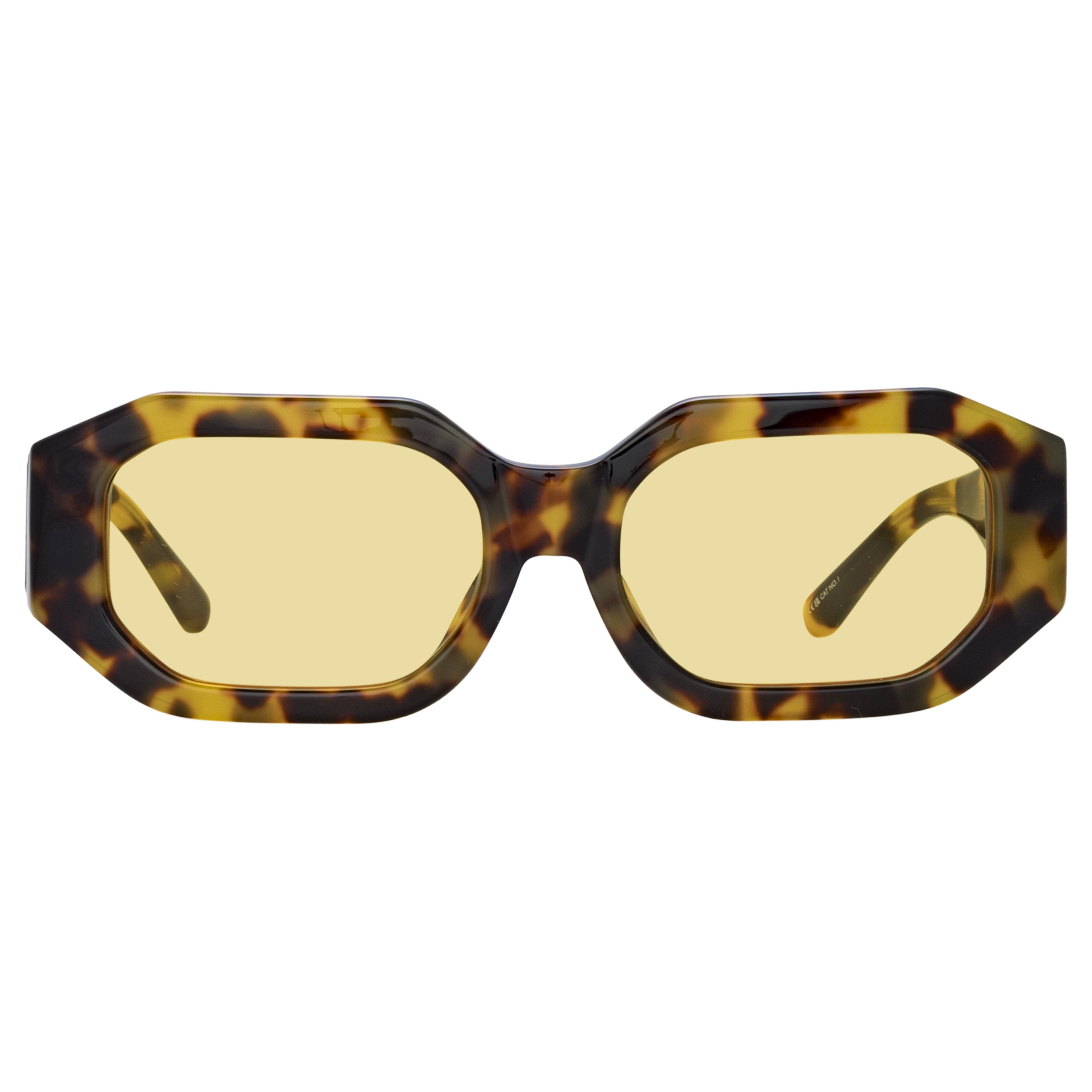 Blake Angular Sunglasses in Tortoiseshell and Yellow