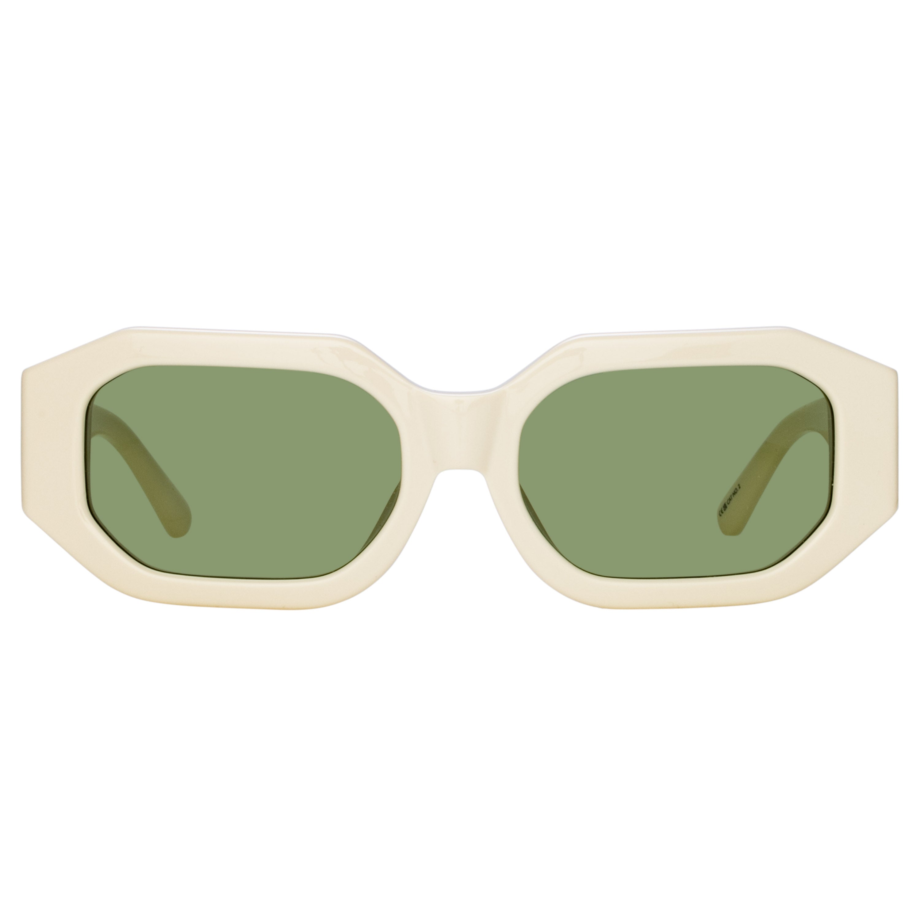 Blake Angular Sunglasses in Ivory and Green