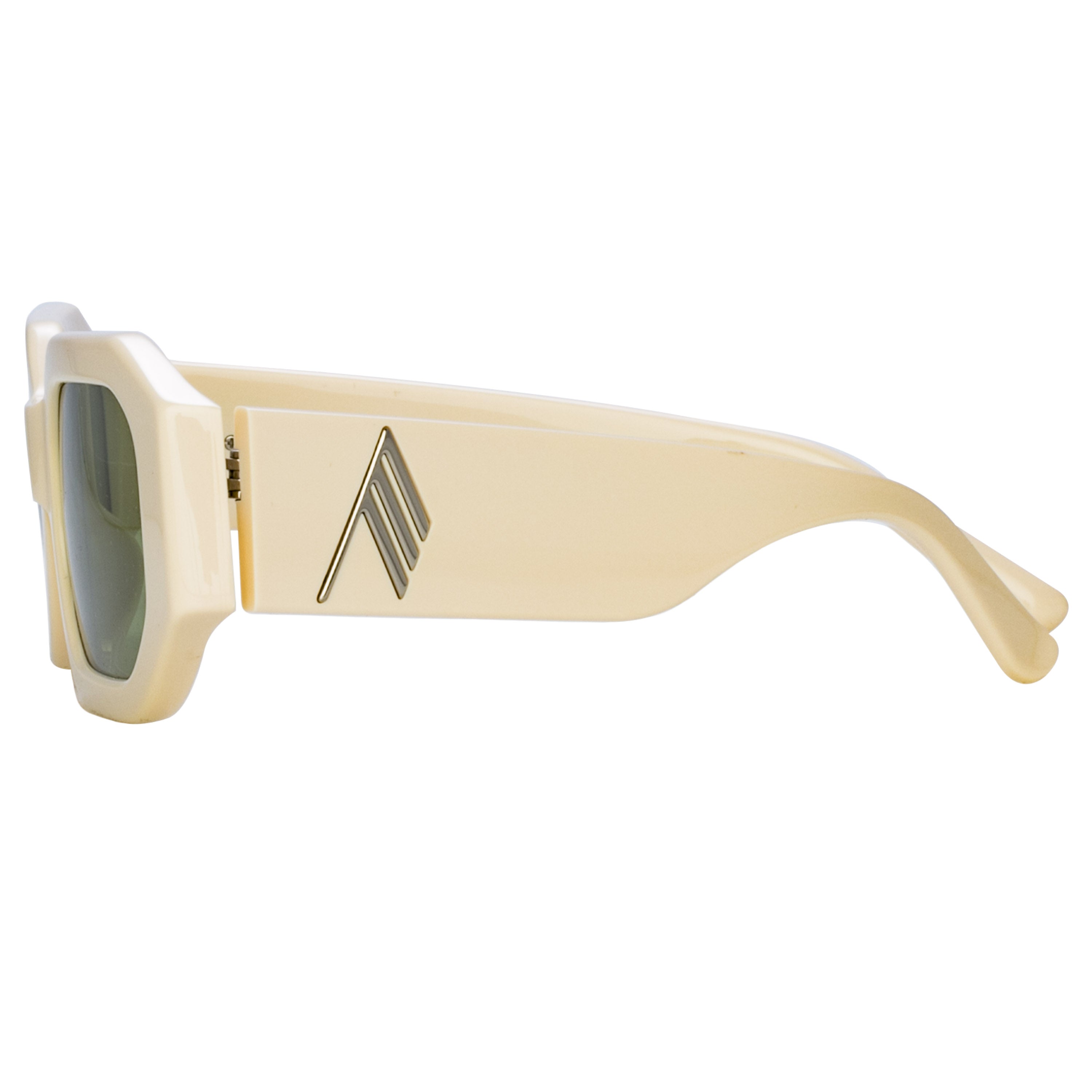 Blake Angular Sunglasses in Ivory and Green