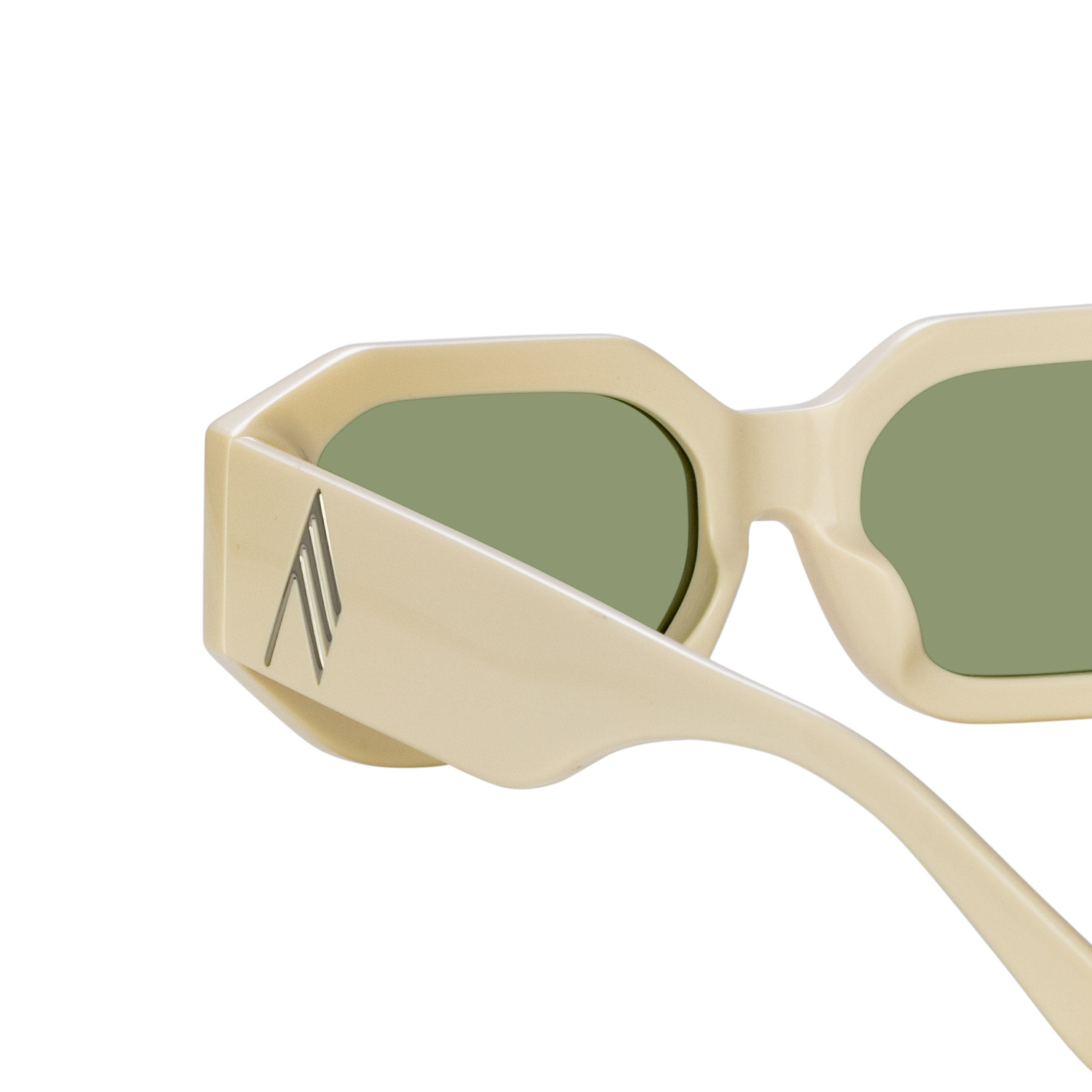 Blake Angular Sunglasses in Ivory and Green