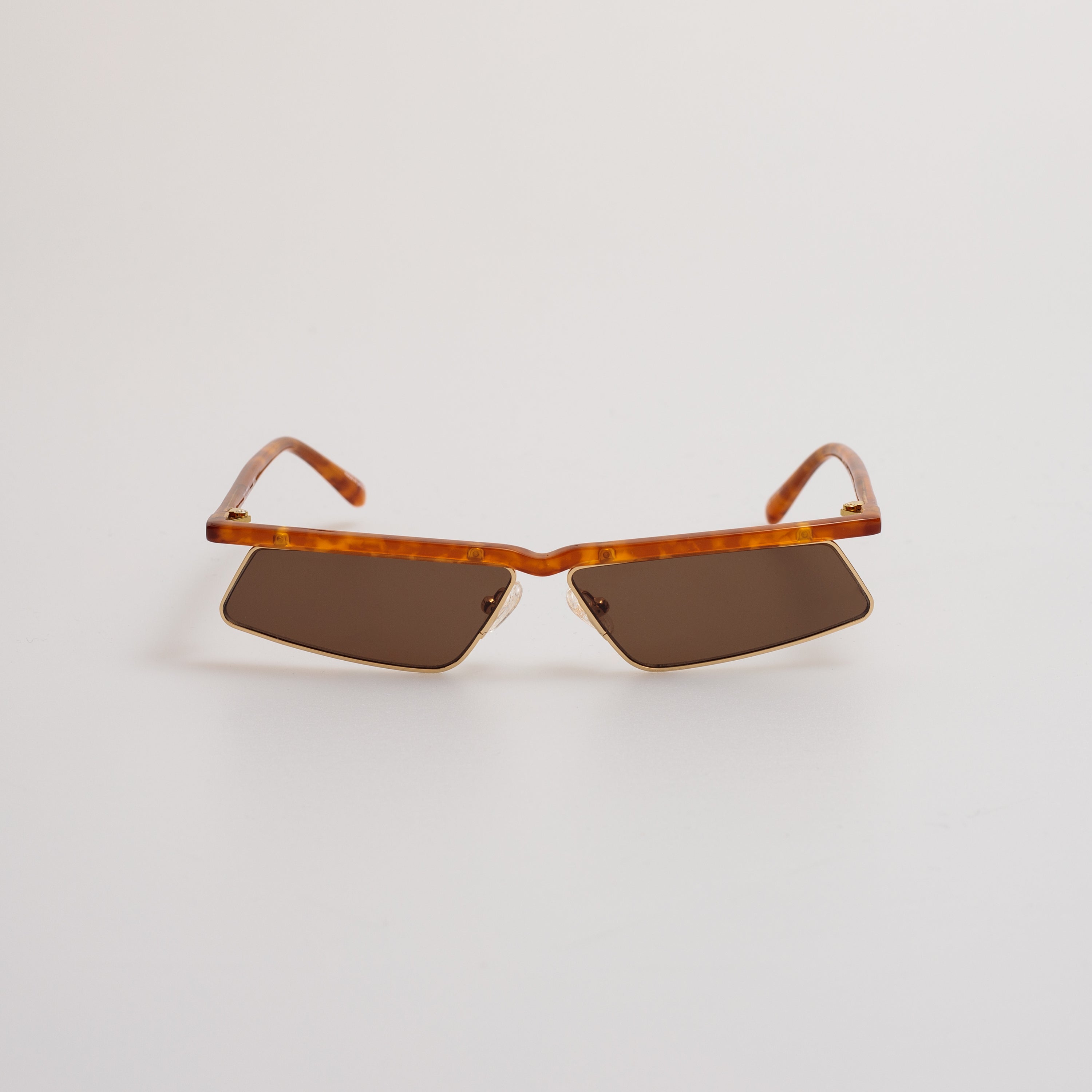 Aria Cat Eye Sunglasses in Yellow Gold and Brown