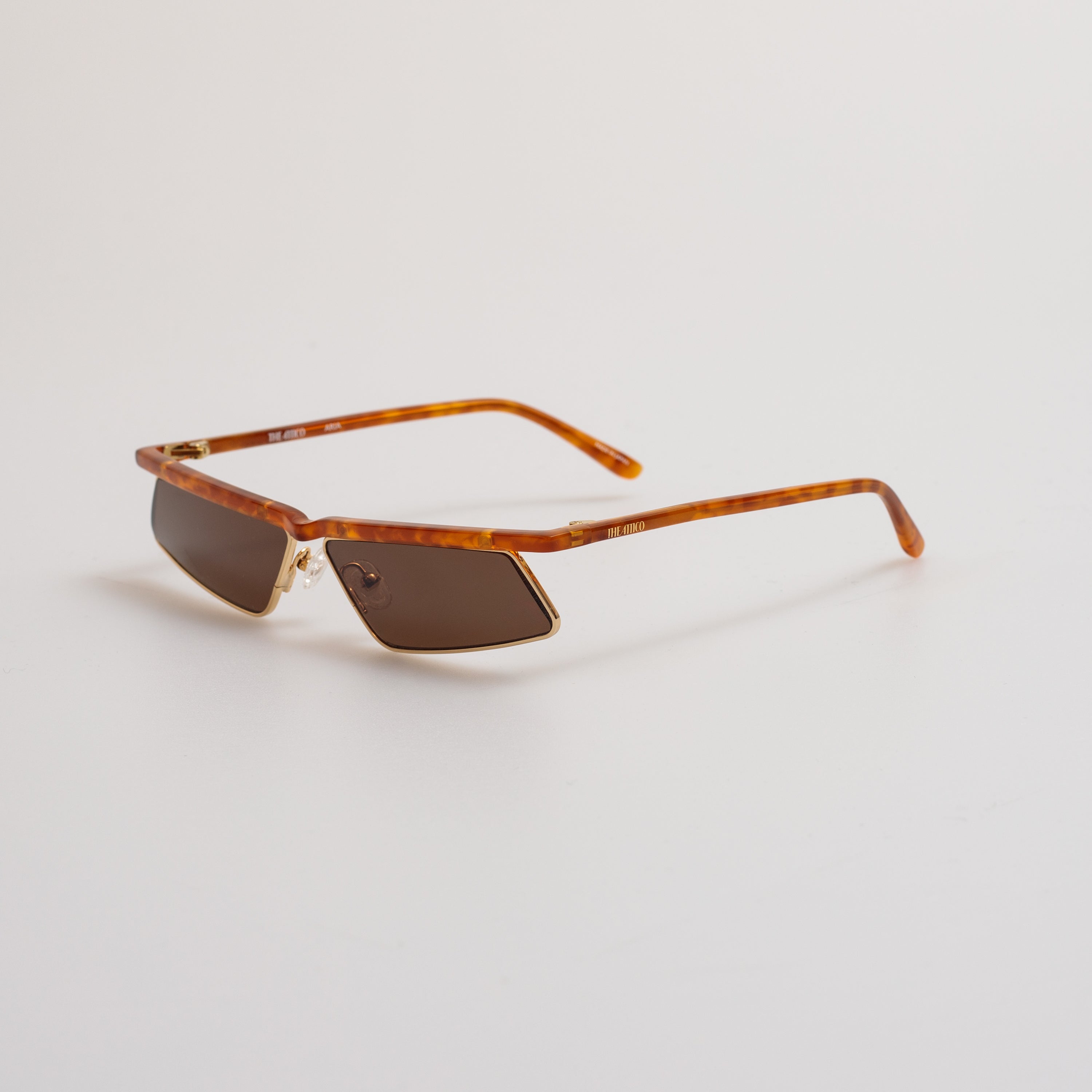 Aria Cat Eye Sunglasses in Yellow Gold and Brown