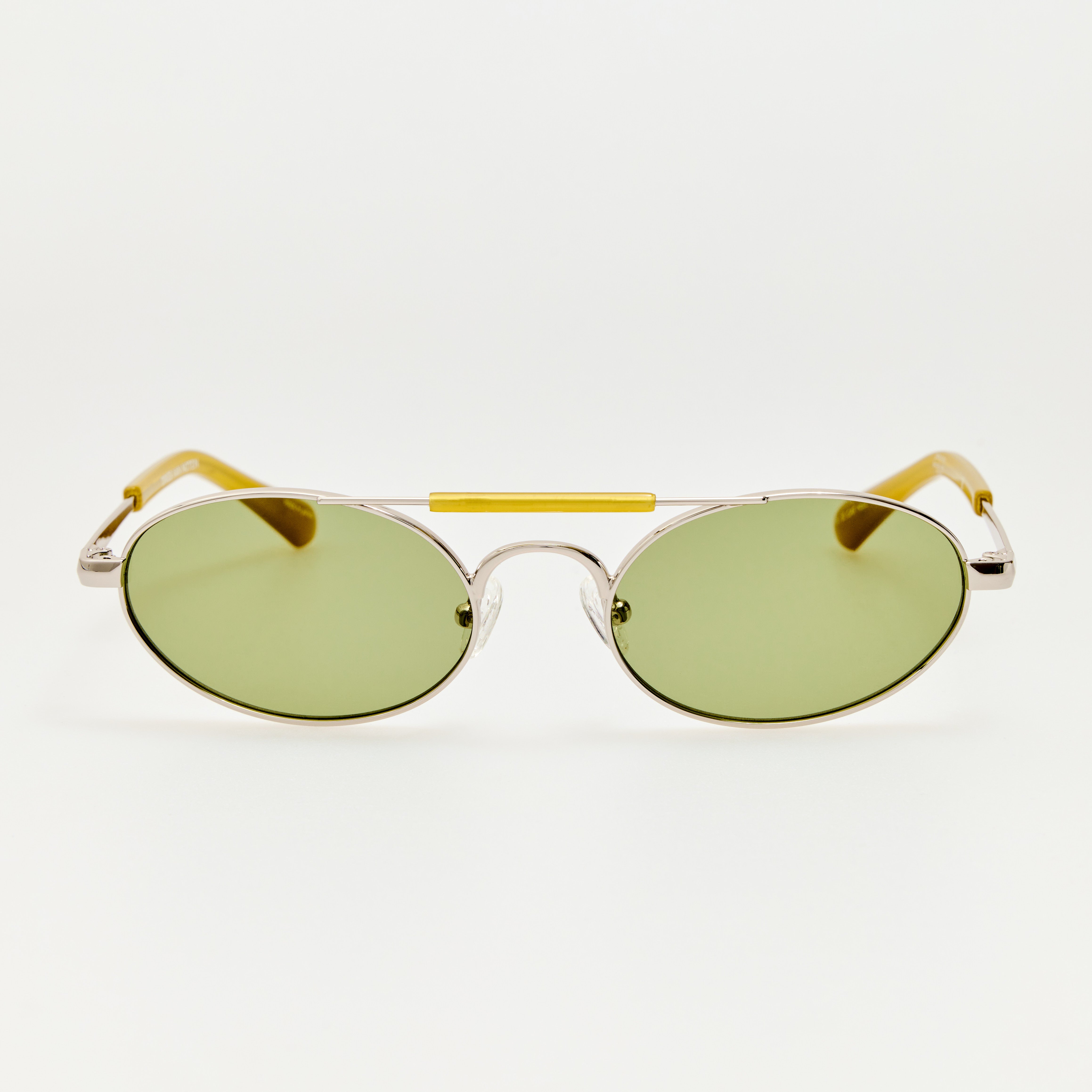 Oval Sunglasses in Silver and Green