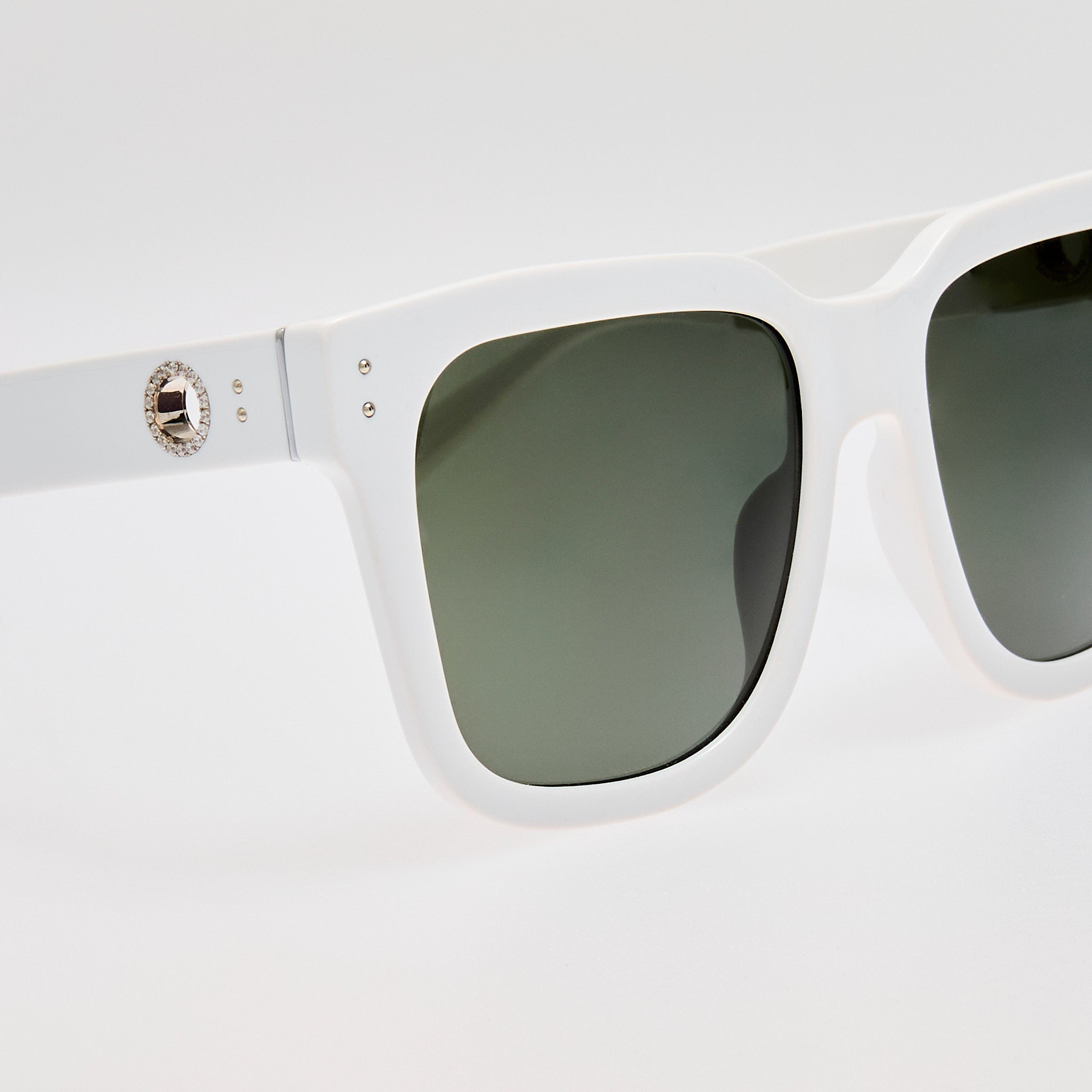 Freya Square Sunglasses in White with Diamond