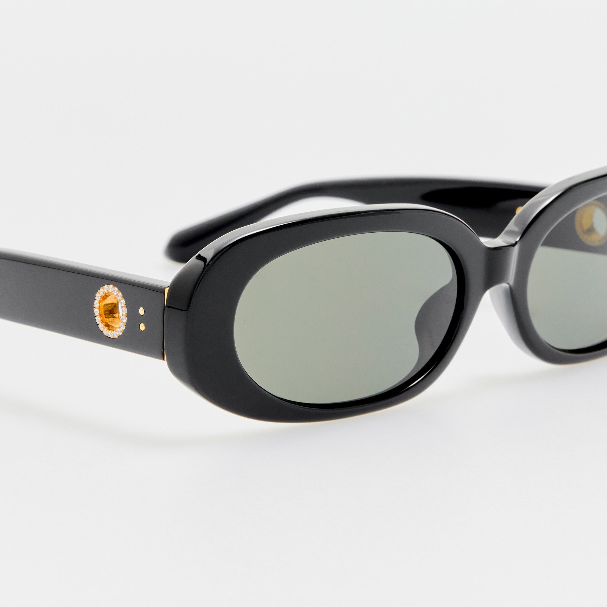 Cara Sunglasses in Black with Diamonds and 22K Gold