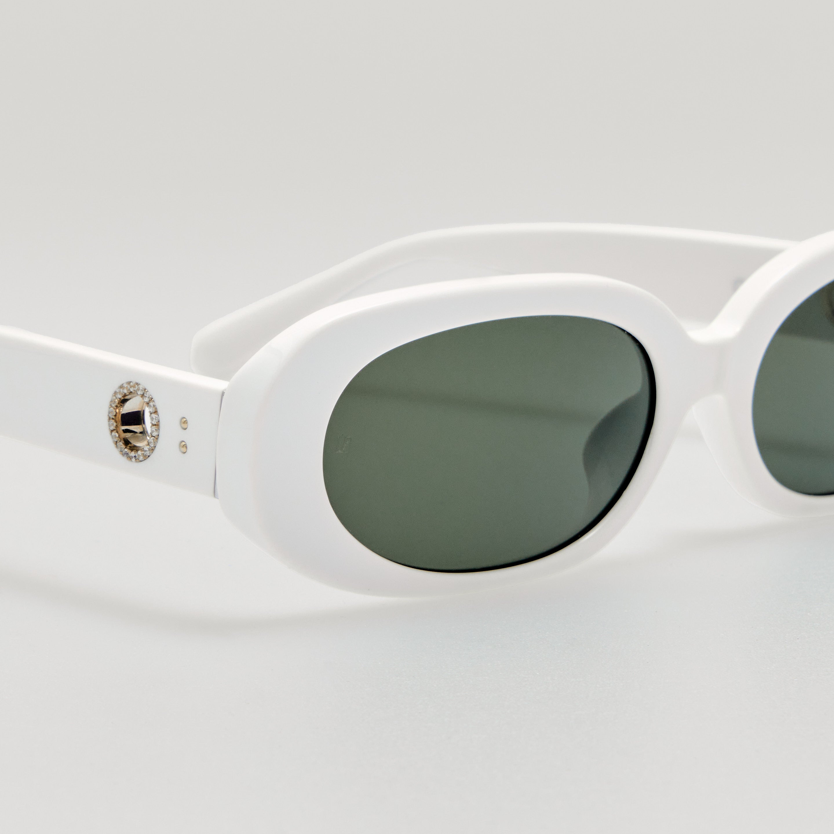 Cara Sunglasses in White with Diamonds and 22k Gold