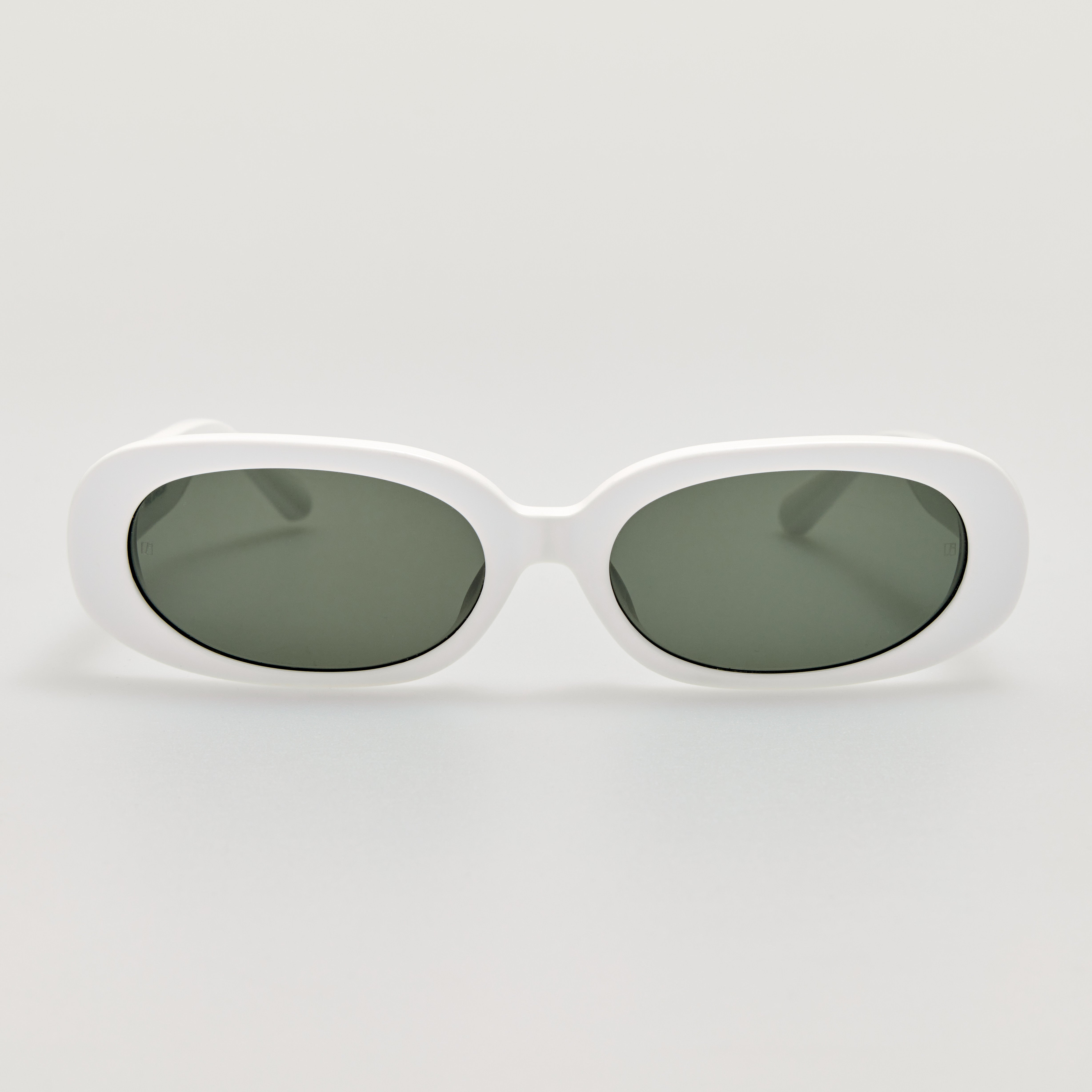 Cara Sunglasses in White with Diamonds and 22k Gold