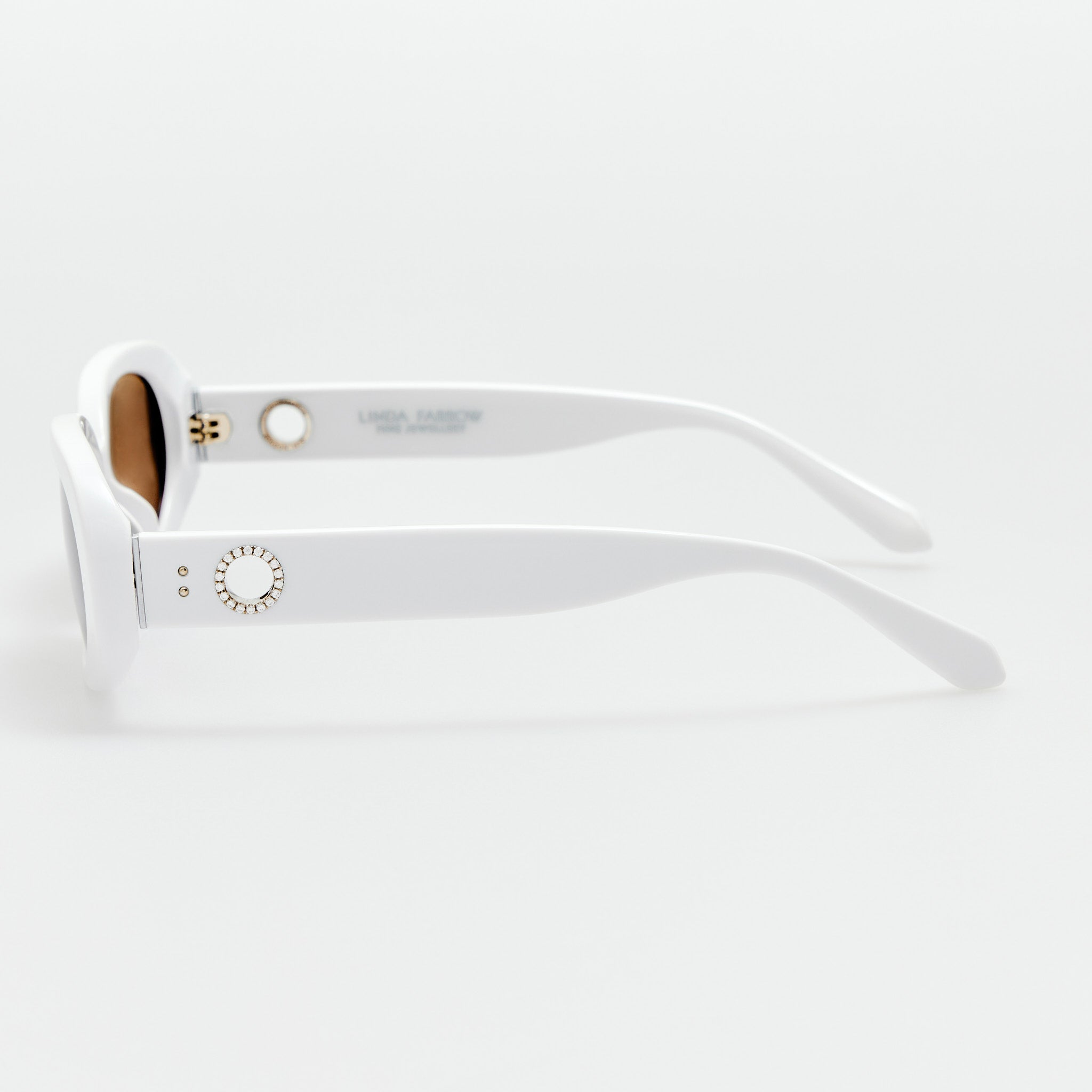 Cara Sunglasses in White with Diamonds and 22k Gold