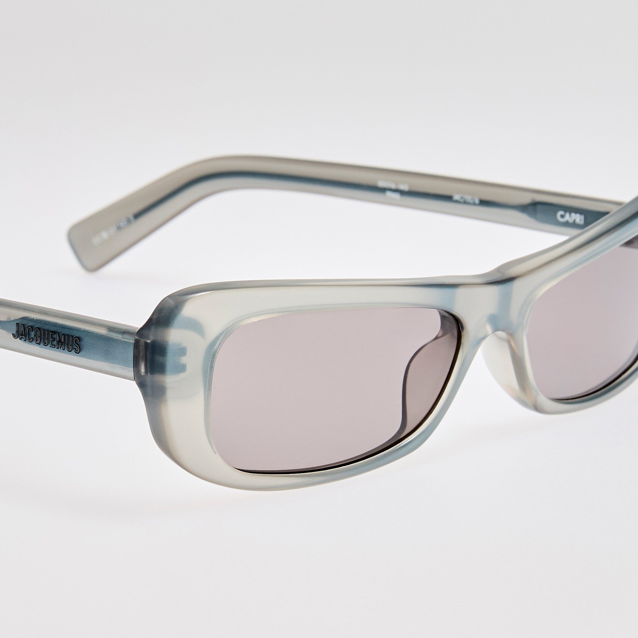 Capri Rectangular Sunglasses in Metallic Grey