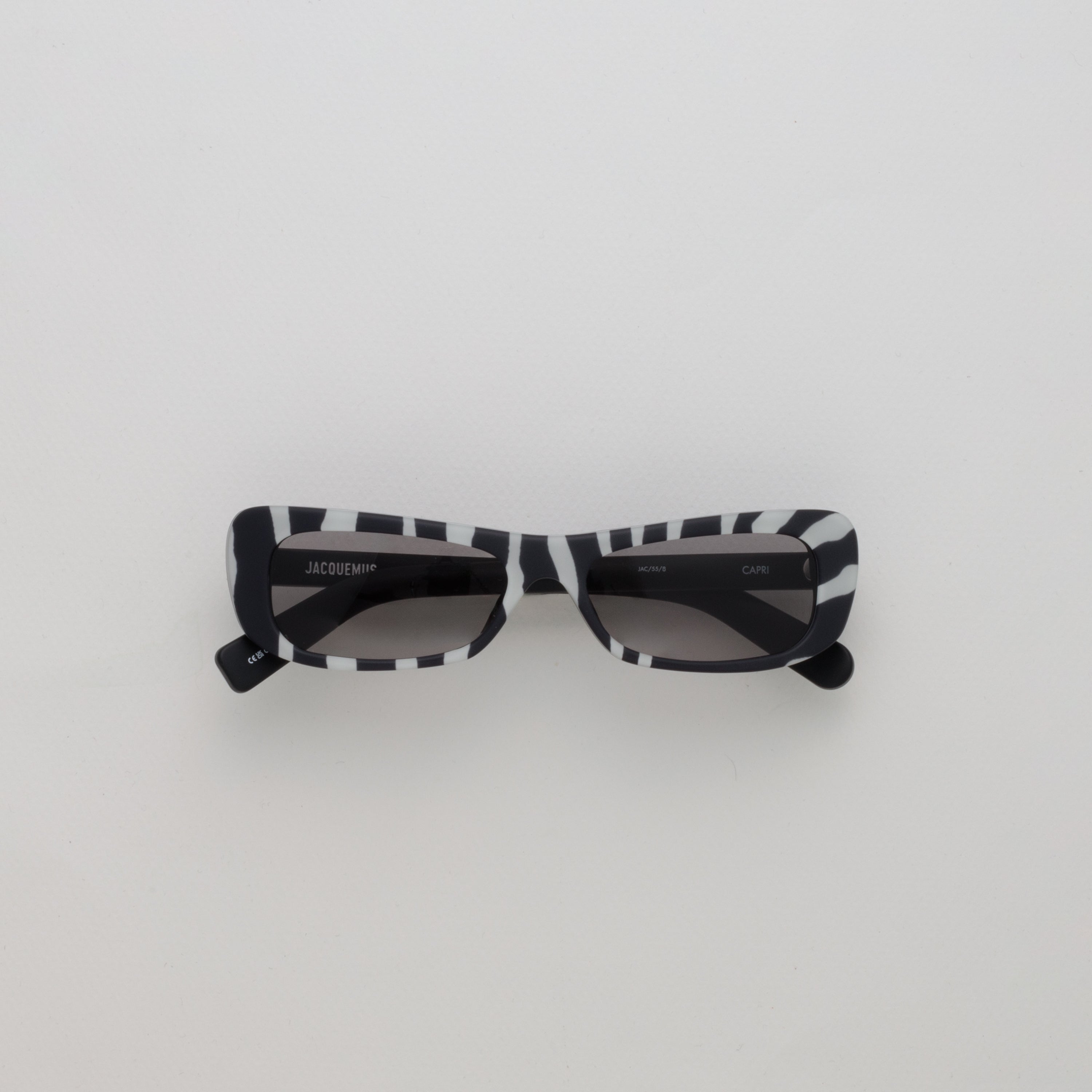 Capri Rectangular Sunglasses in Zebra Black