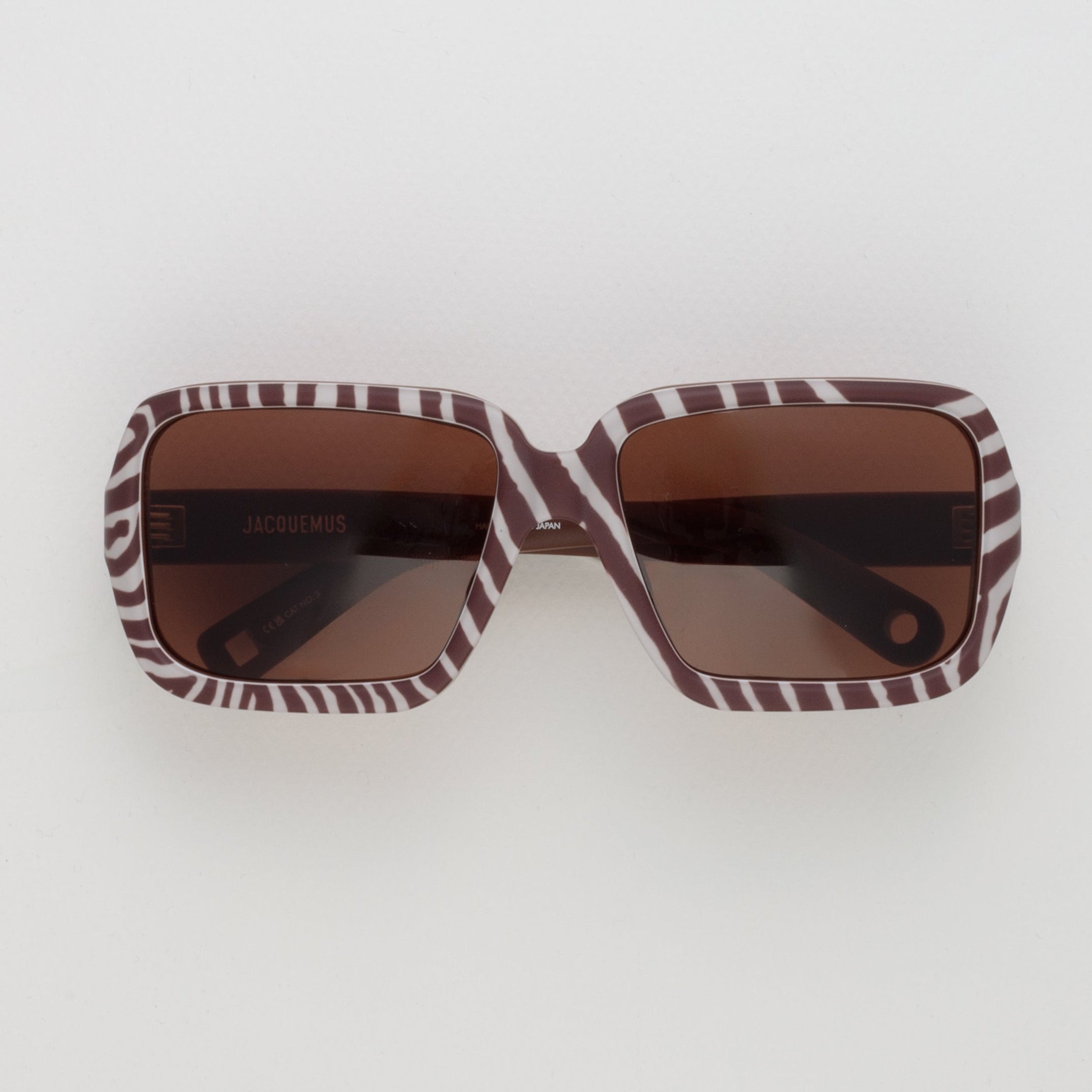 Cabana Oversize Sunglasses in Matt Brown and White Zebra