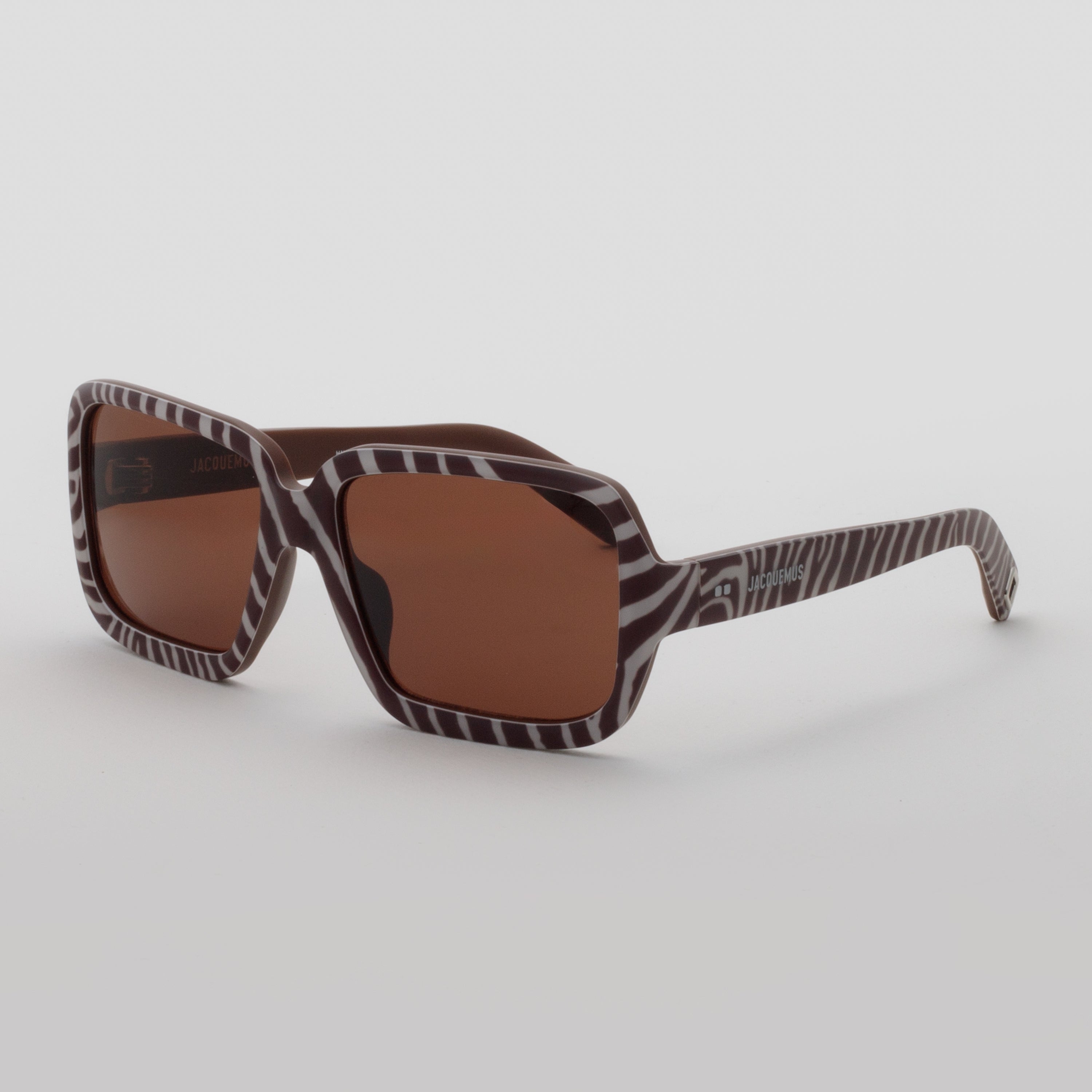 Cabana Oversize Sunglasses in Matt Brown and White Zebra