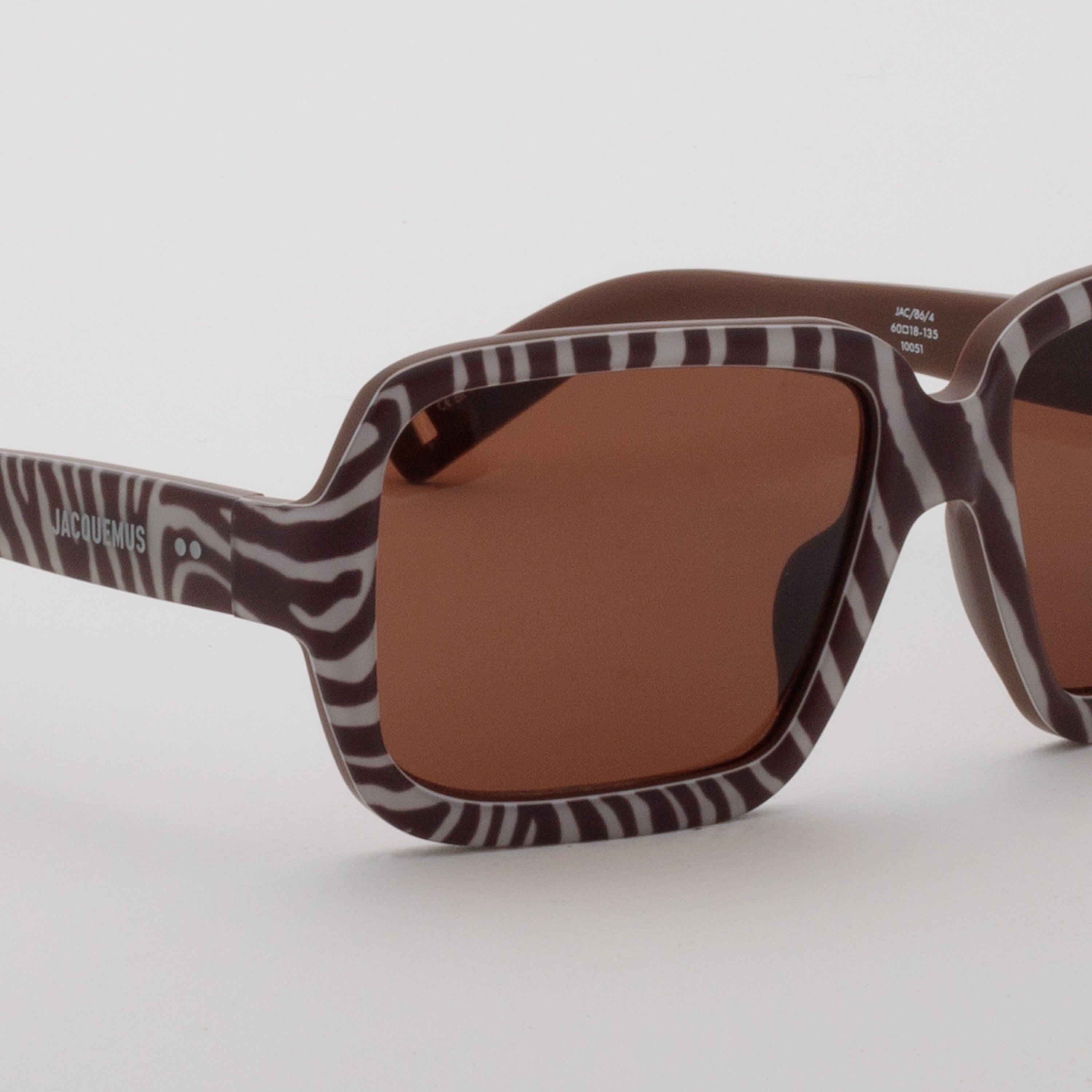 Cabana Oversize Sunglasses in Matt Brown and White Zebra