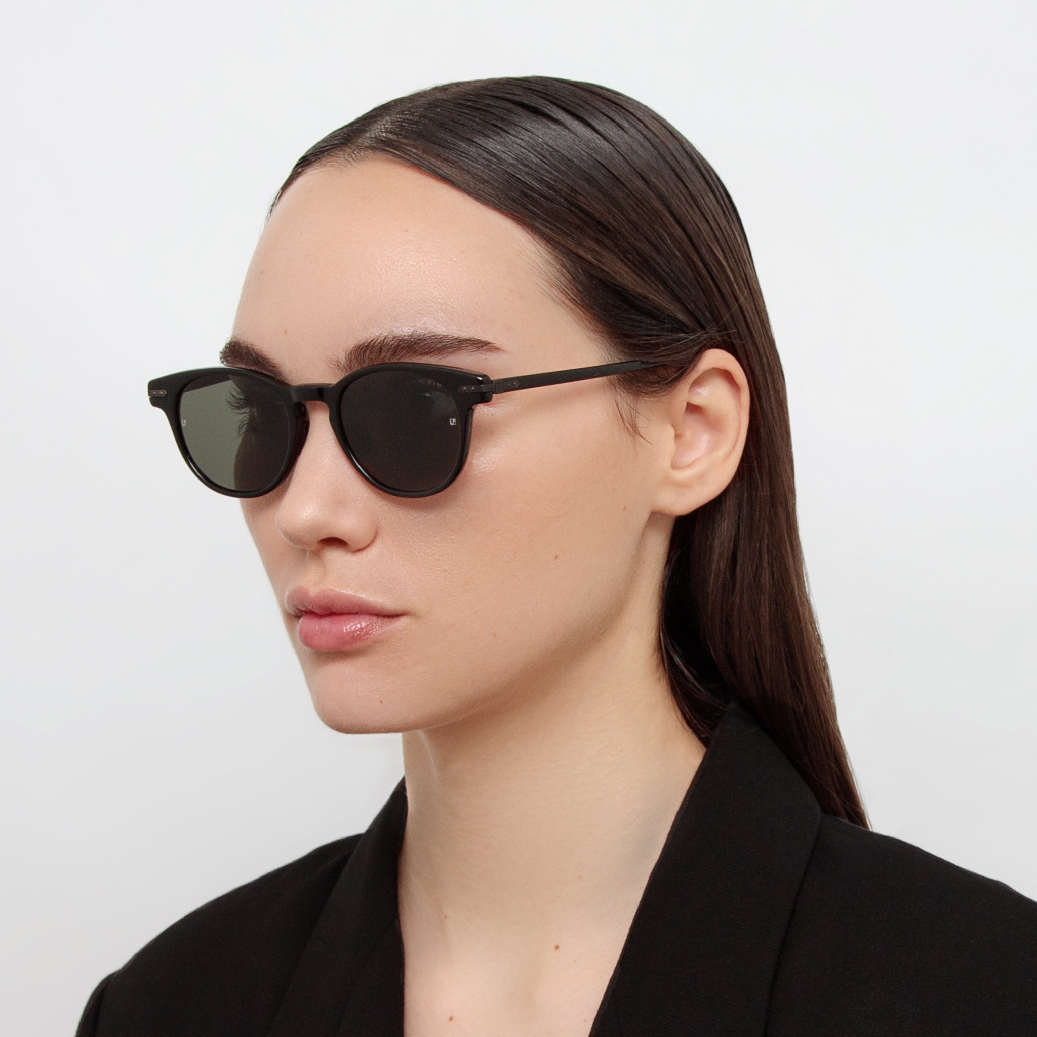 Bay Sunglasses in Black and Matt Nickel (Asian Fit)