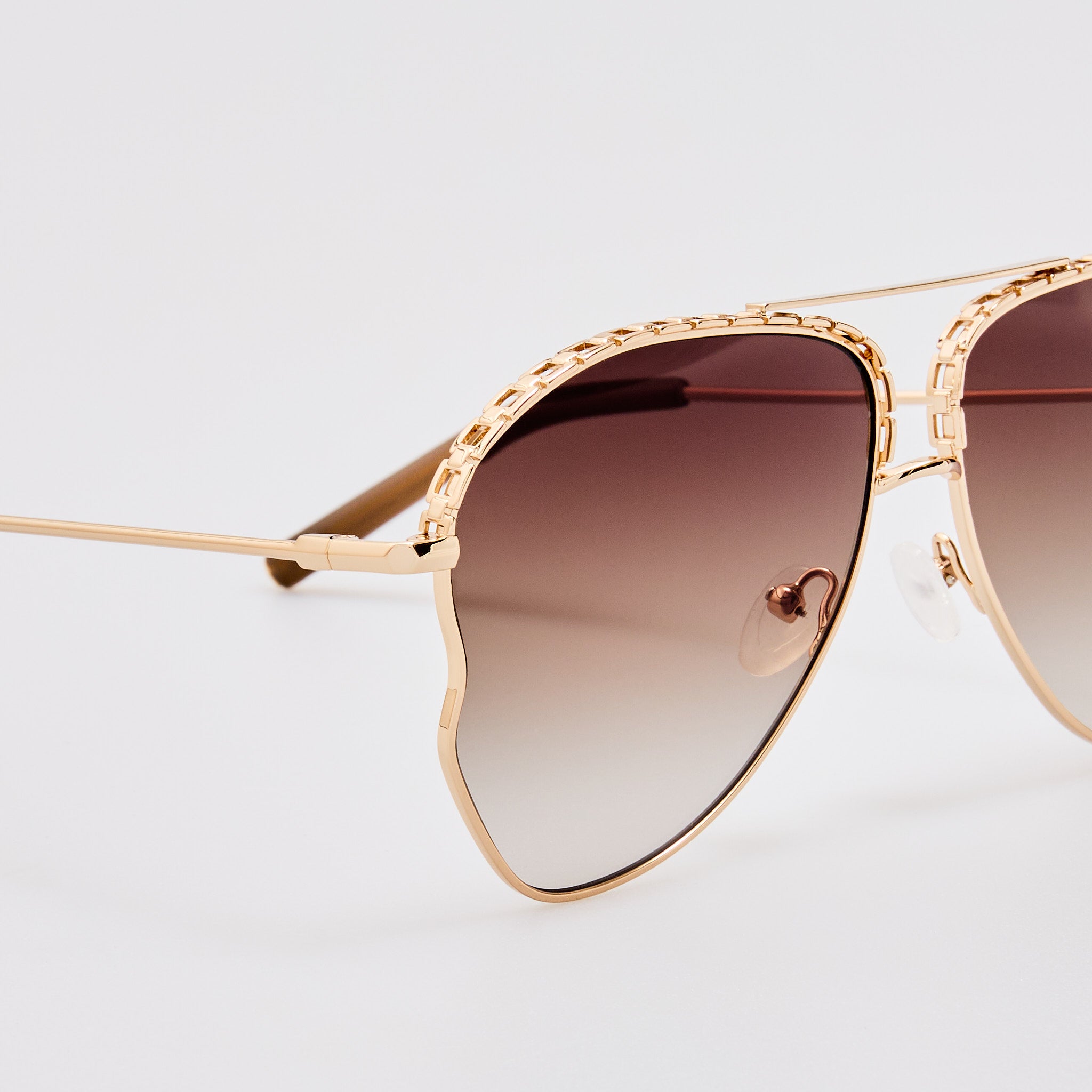 Kika Aviator Sunglasses in Mocha and Rose Gold