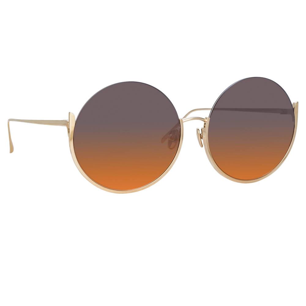 Olivia Round Sunglasses in Yellow Gold